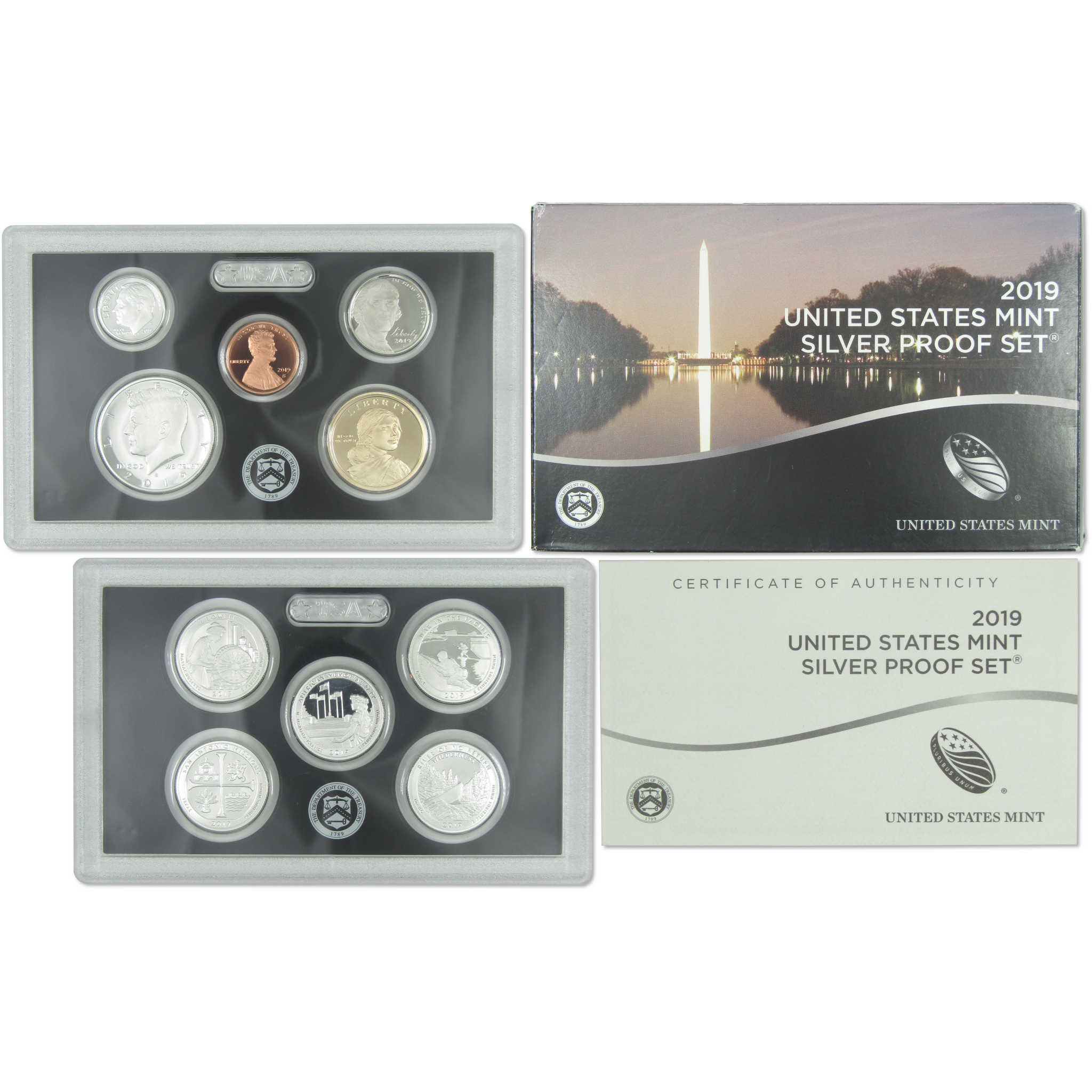 2019 Silver Proof Set U.S. Mint OGP COA No Reverse Proof Penny