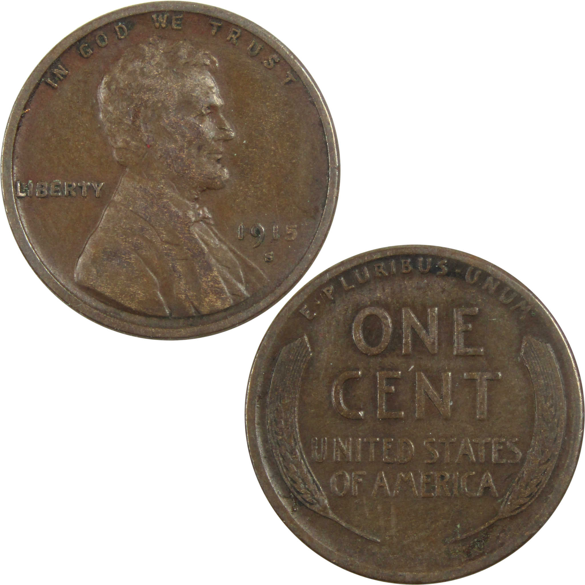 1915 S Lincoln Wheat Cent VF Very Fine Penny 1c Coin SKU:I14344