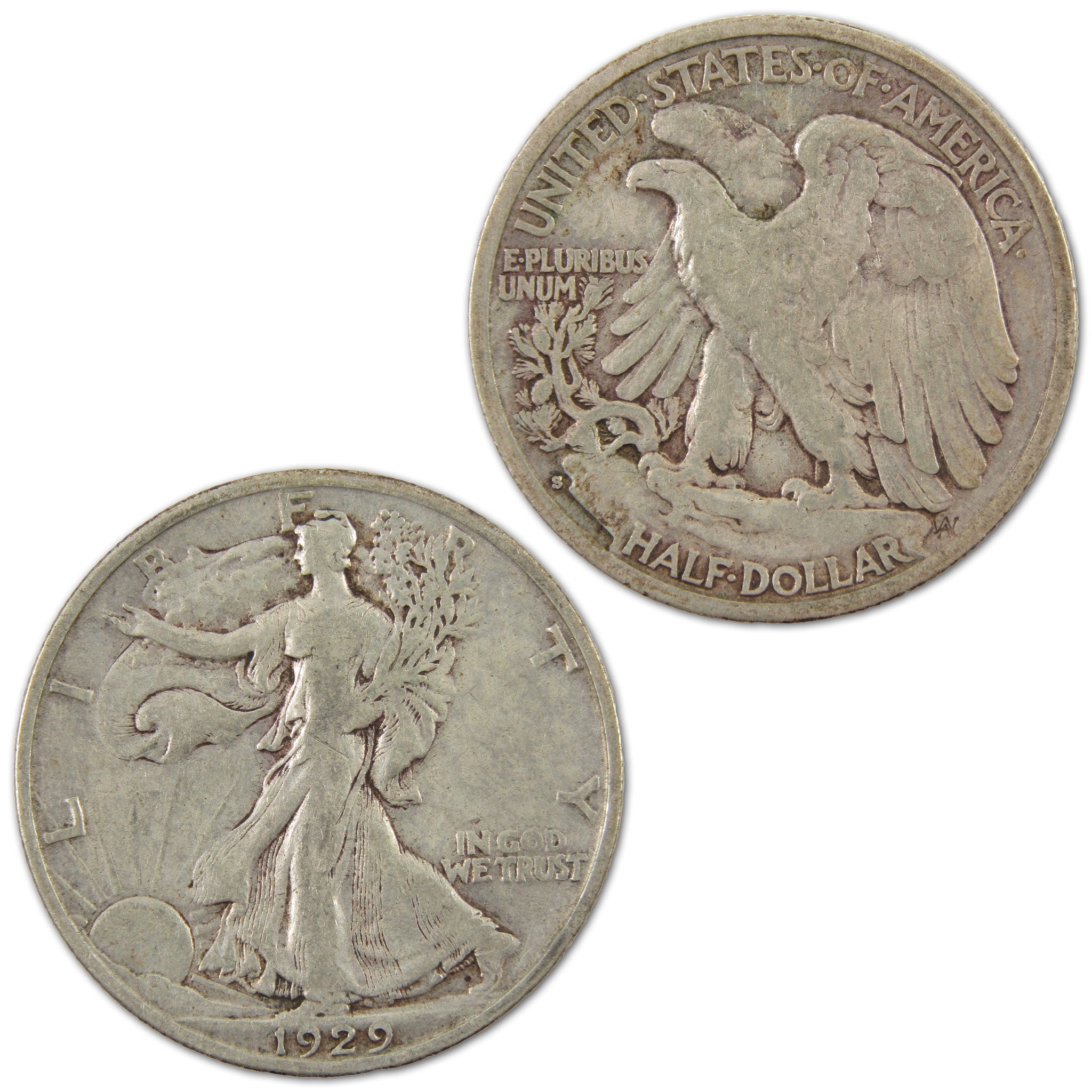 1929 S Liberty Walking Half Dollar F Fine Silver 50c Coin SKU:I10793
