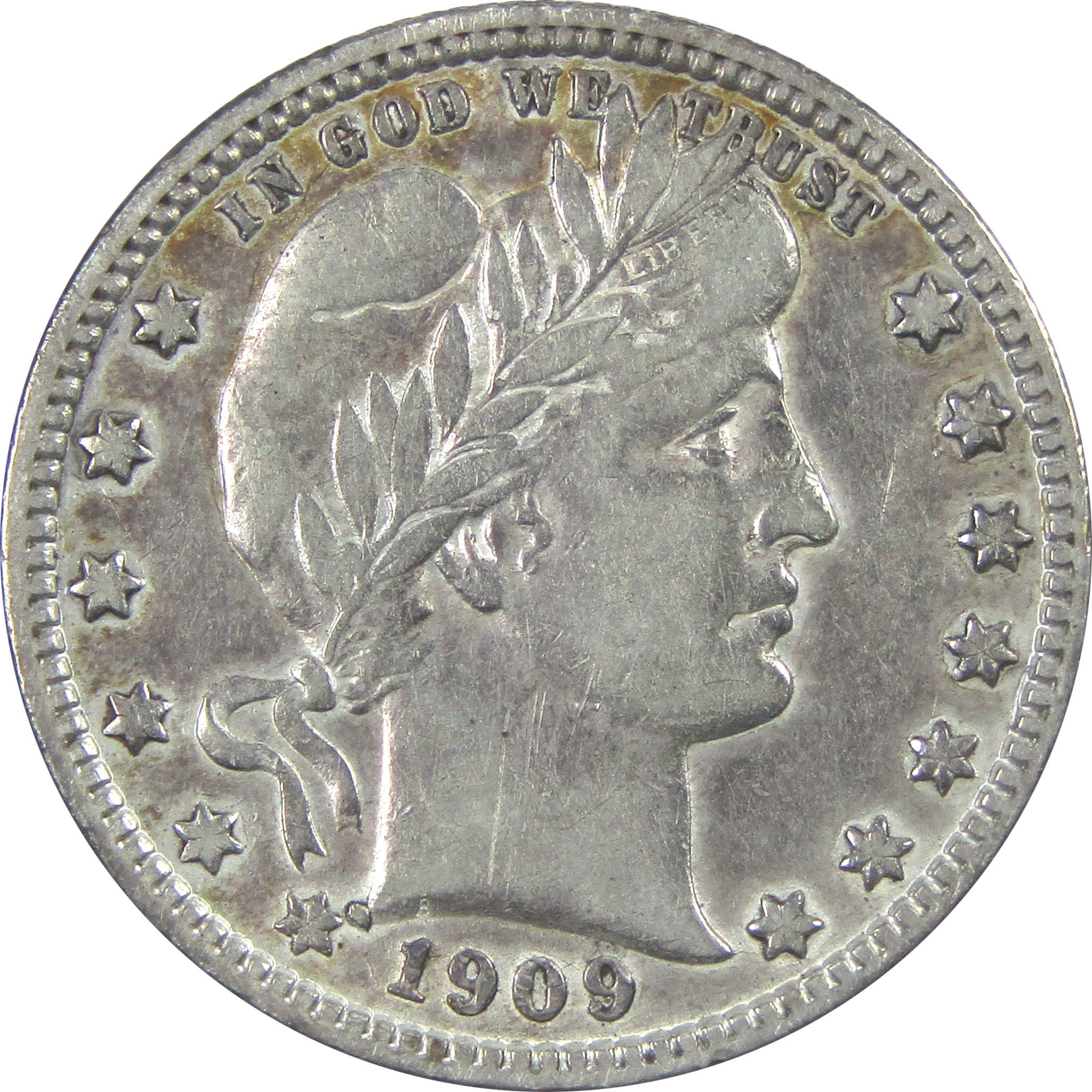 1909 D Barber Quarter XF EF Extremely Fine Details Silver SKU:I15350