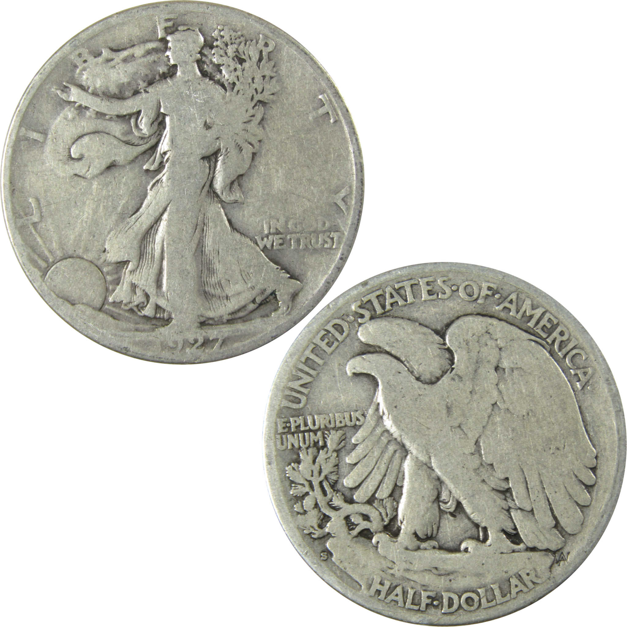 1927 S Liberty Walking Silver Half Dollar AG About Good SKU:CP514