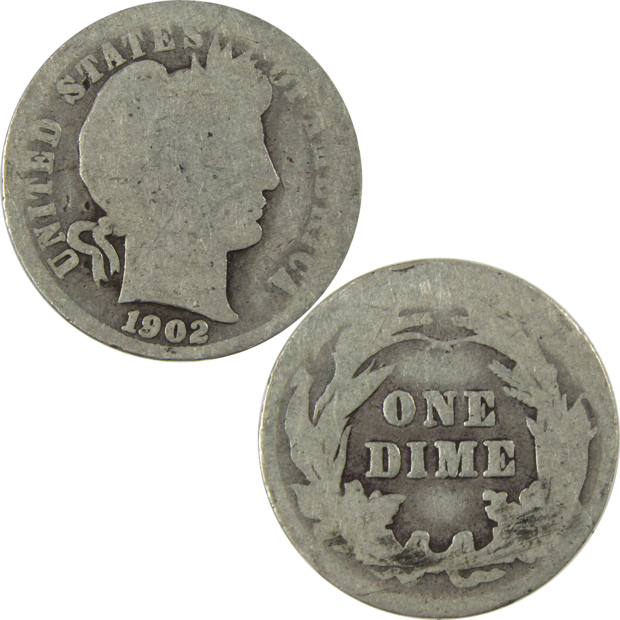 1902 Barber Silver Dime AG About Good 10c Coin Collectible SKU:CP722