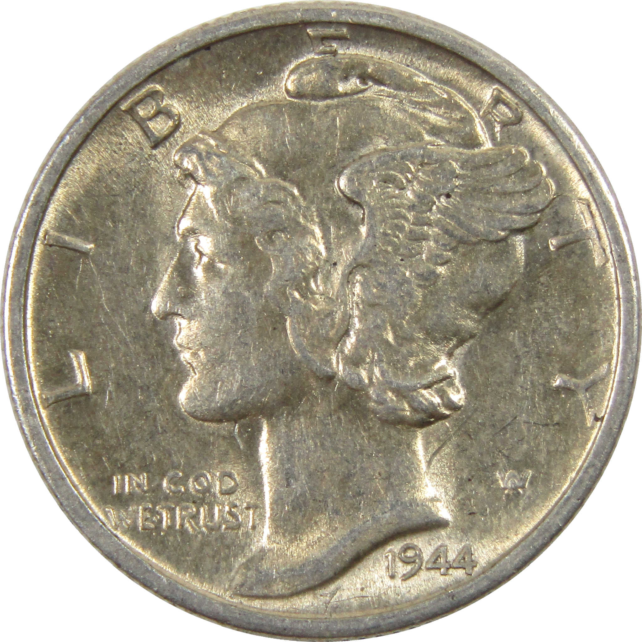 1944 D Mercury Dime AU About Uncirculated Silver 10c Coin