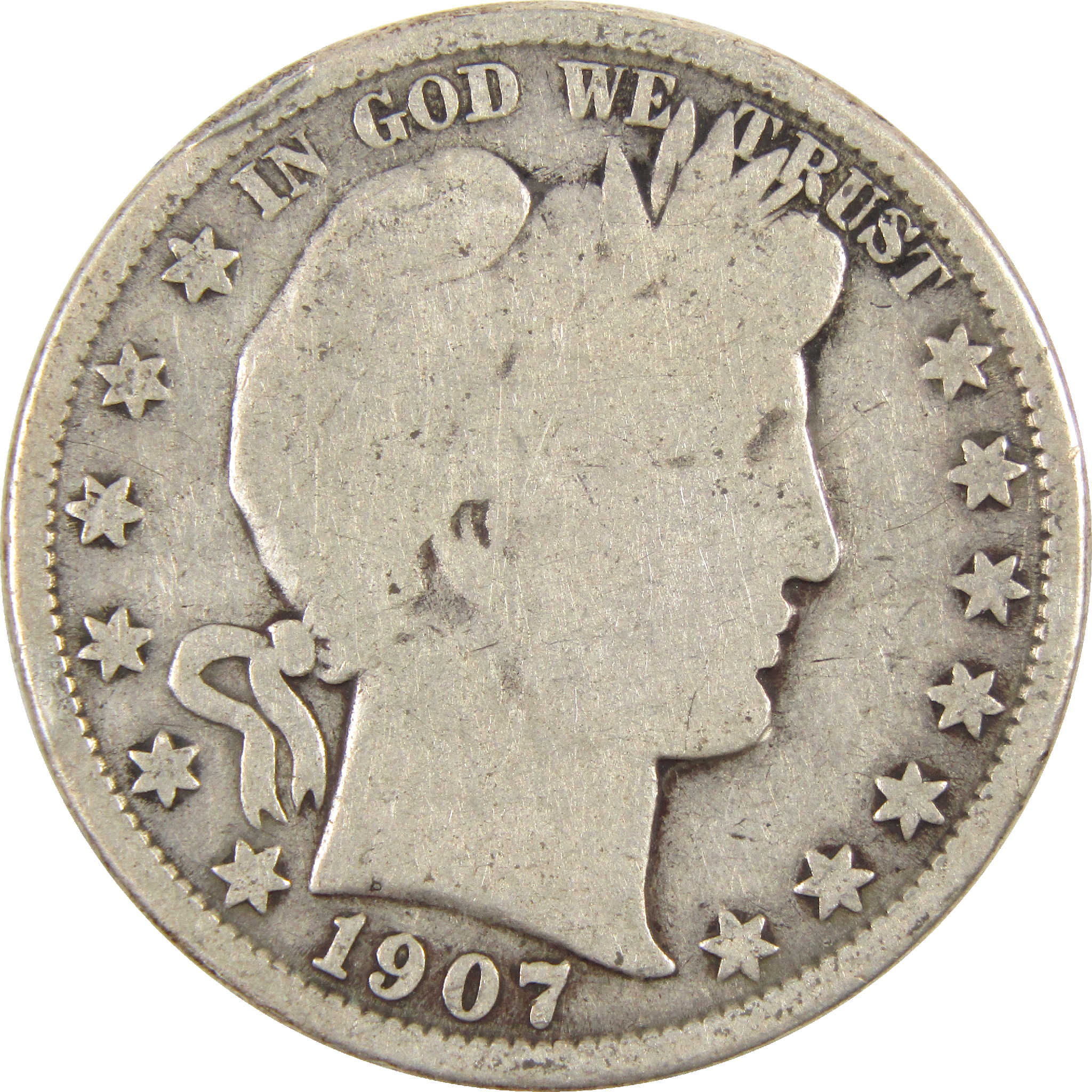 1907 O Barber Half Dollar G Good Silver 50c Coin