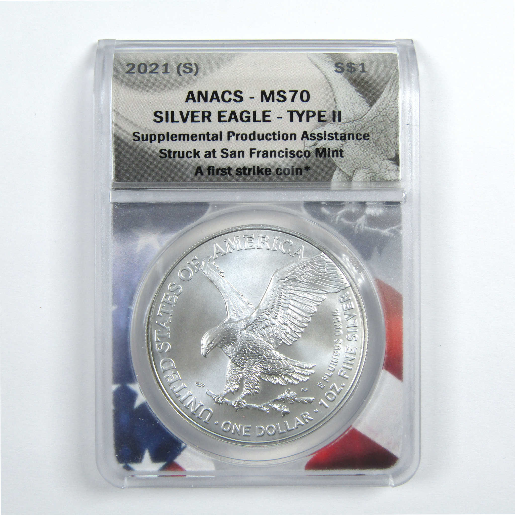 2021 (S) Type 2 American Silver Eagle MS 70 ANACS $1 SKU:CPC7832