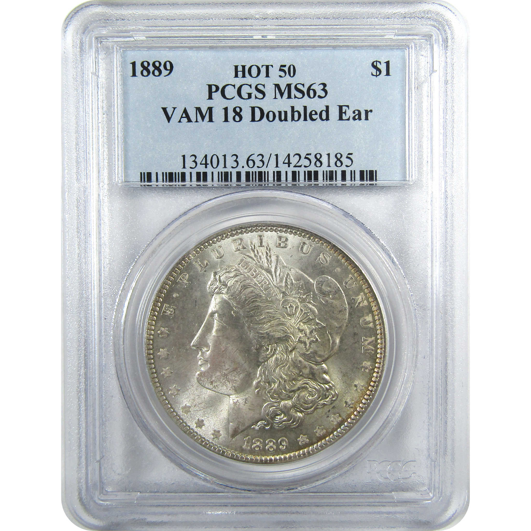 1889 VAM-18 Doubled Ear Hot 50 Morgan Silver $1 MS 63 PCGS SKU:CP1043