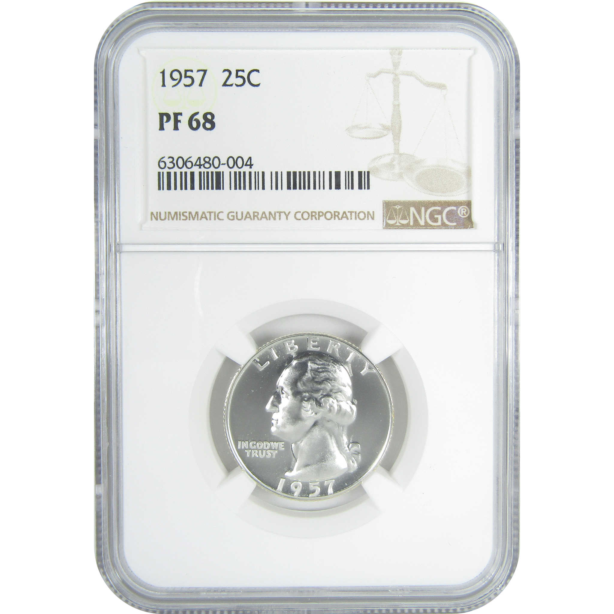 1957 Washington Quarter PF 68 NGC Silver Proof 25c Coin SKU:CPC9625