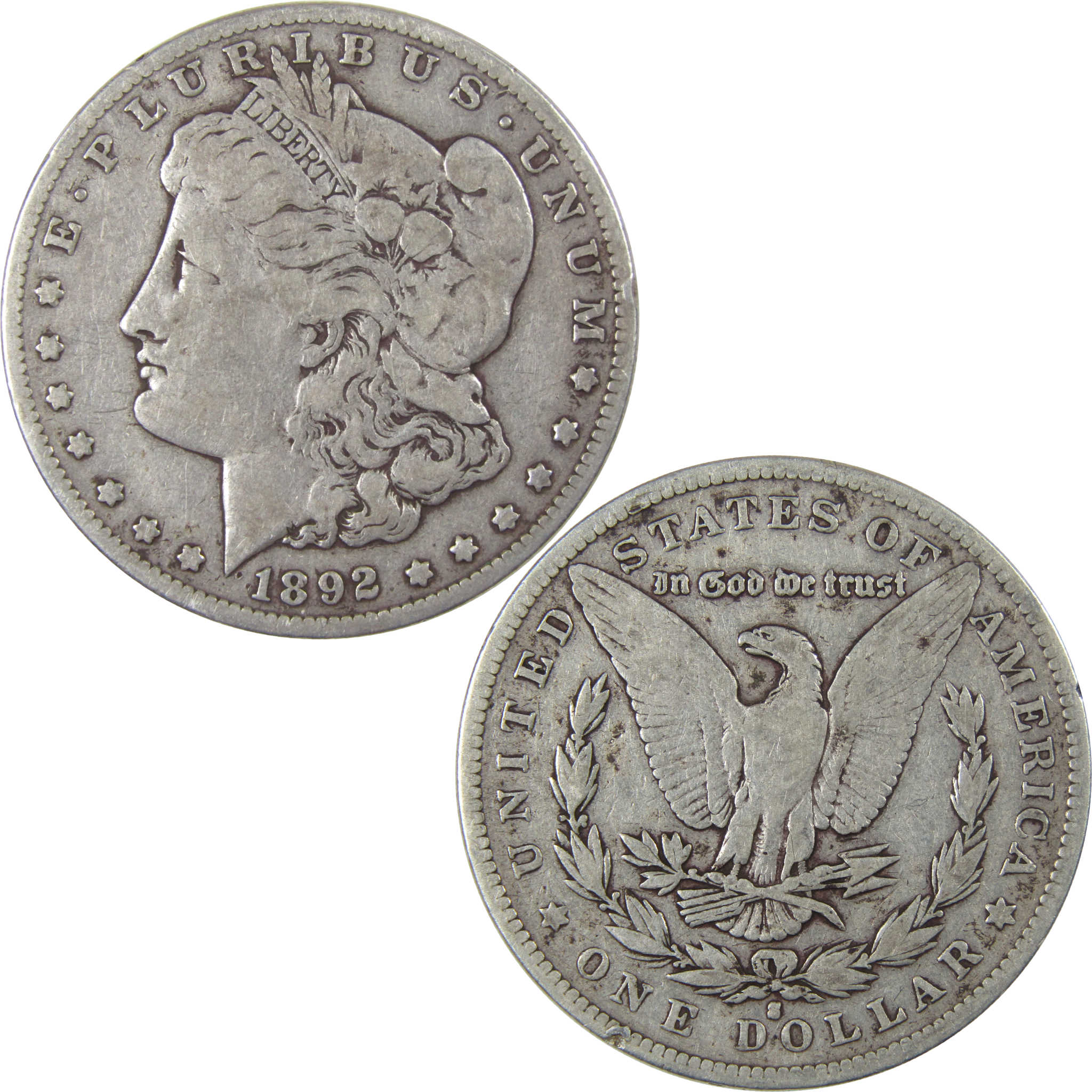 1892 S Morgan Dollar F Fine Silver $1 Coin Collectible SKU:I23476