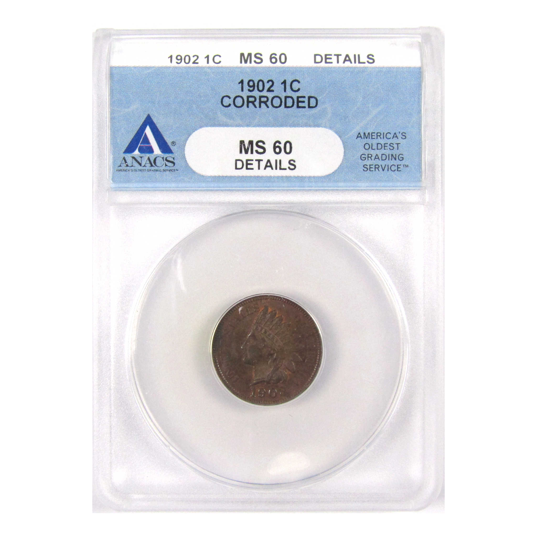 1902 Indian Head Cent MS 60 Details ANACS 1c Uncirculated SKU:I14959