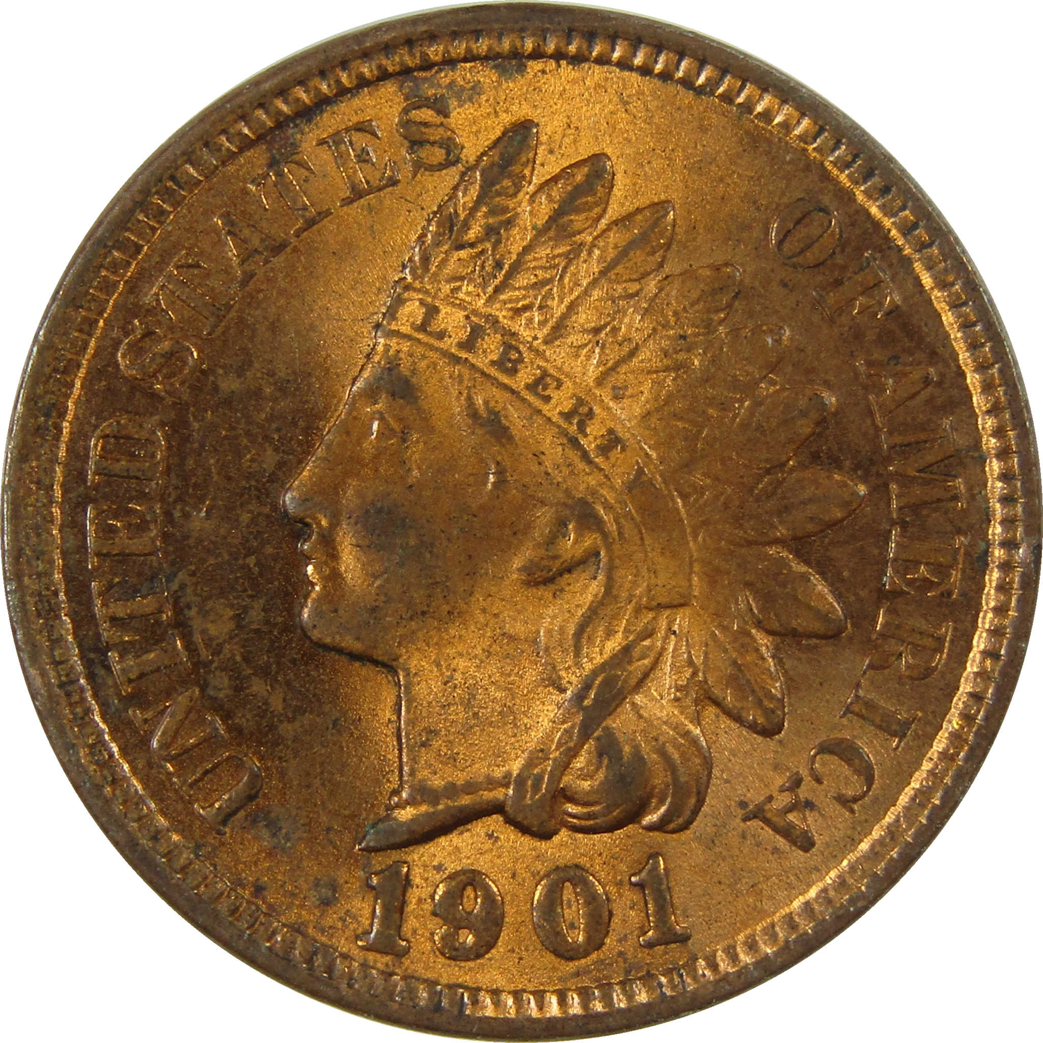 1901 Indian Head Cent AU About Uncirculated Penny 1c Coin SKU:I26958