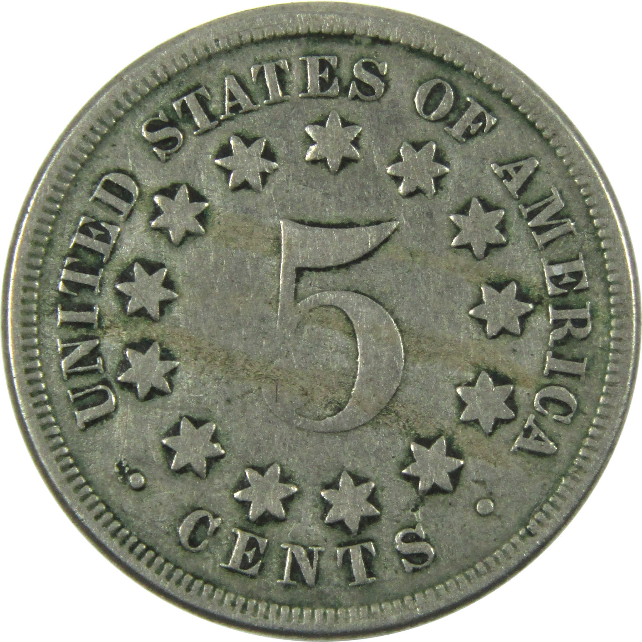 1867 No Rays Shield Nickel VG Very Good 5c Coin SKU:I13977