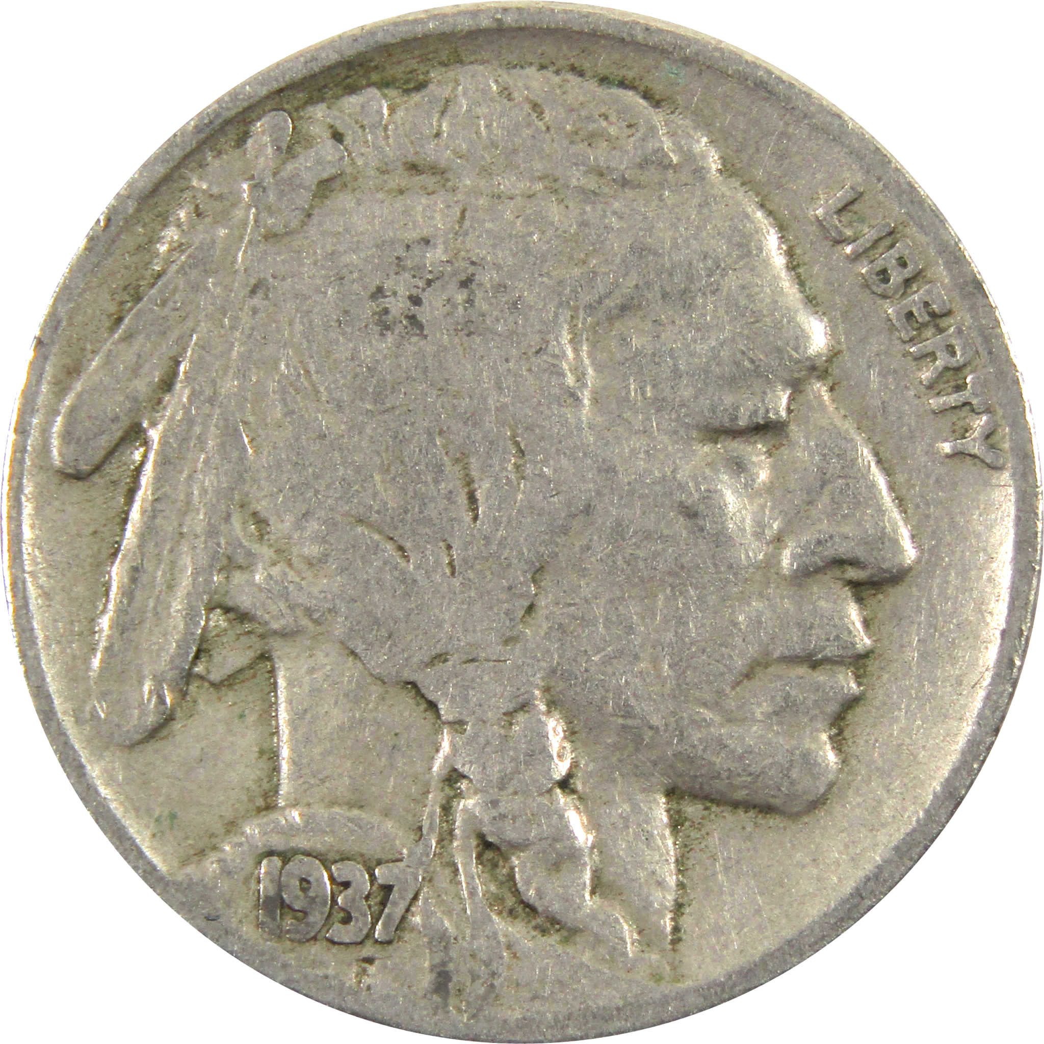 1937 Indian Head Buffalo Nickel AG About Good 5c Coin