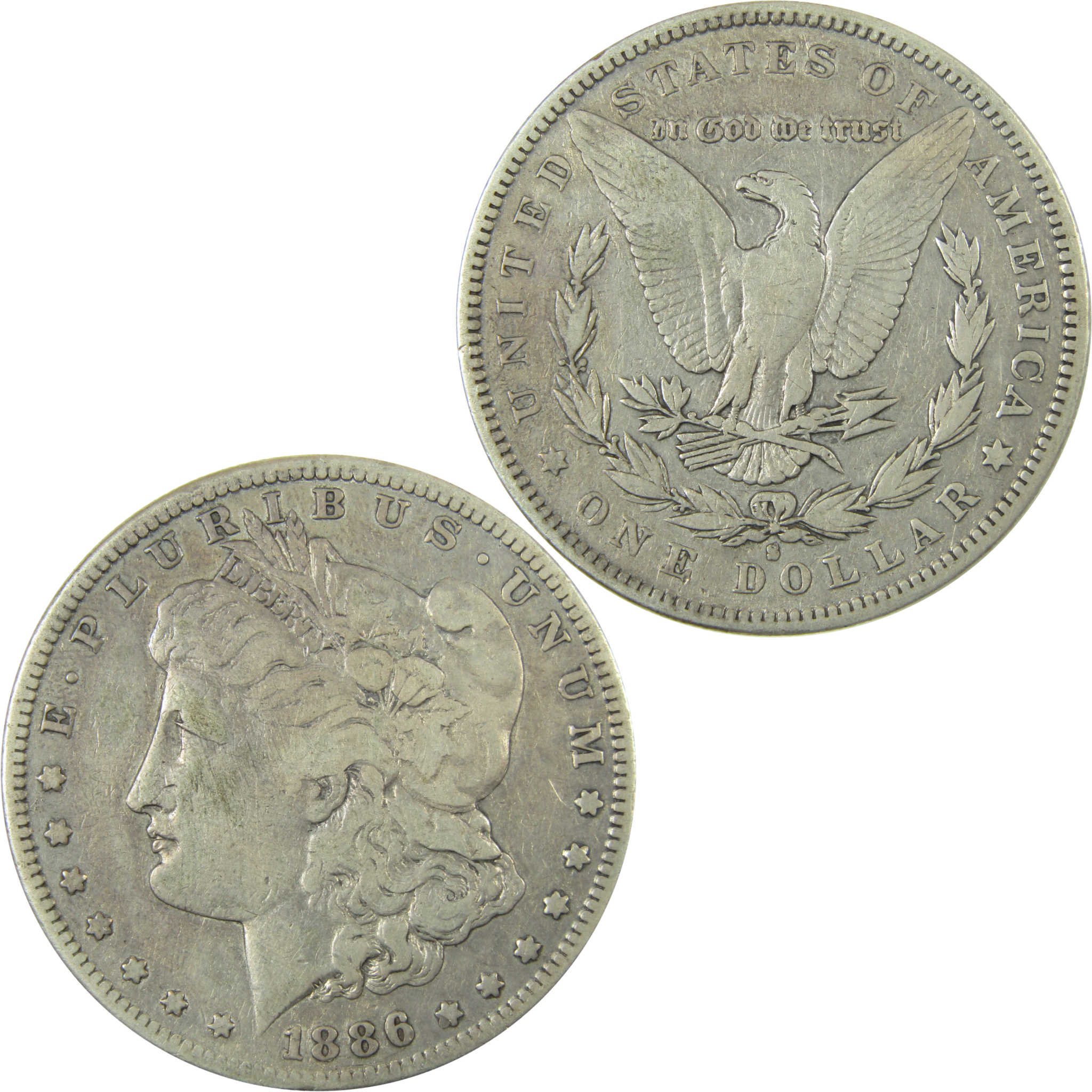 1886 S Morgan Silver Dollar F Fine Details $1 Coin SKU:CP1625