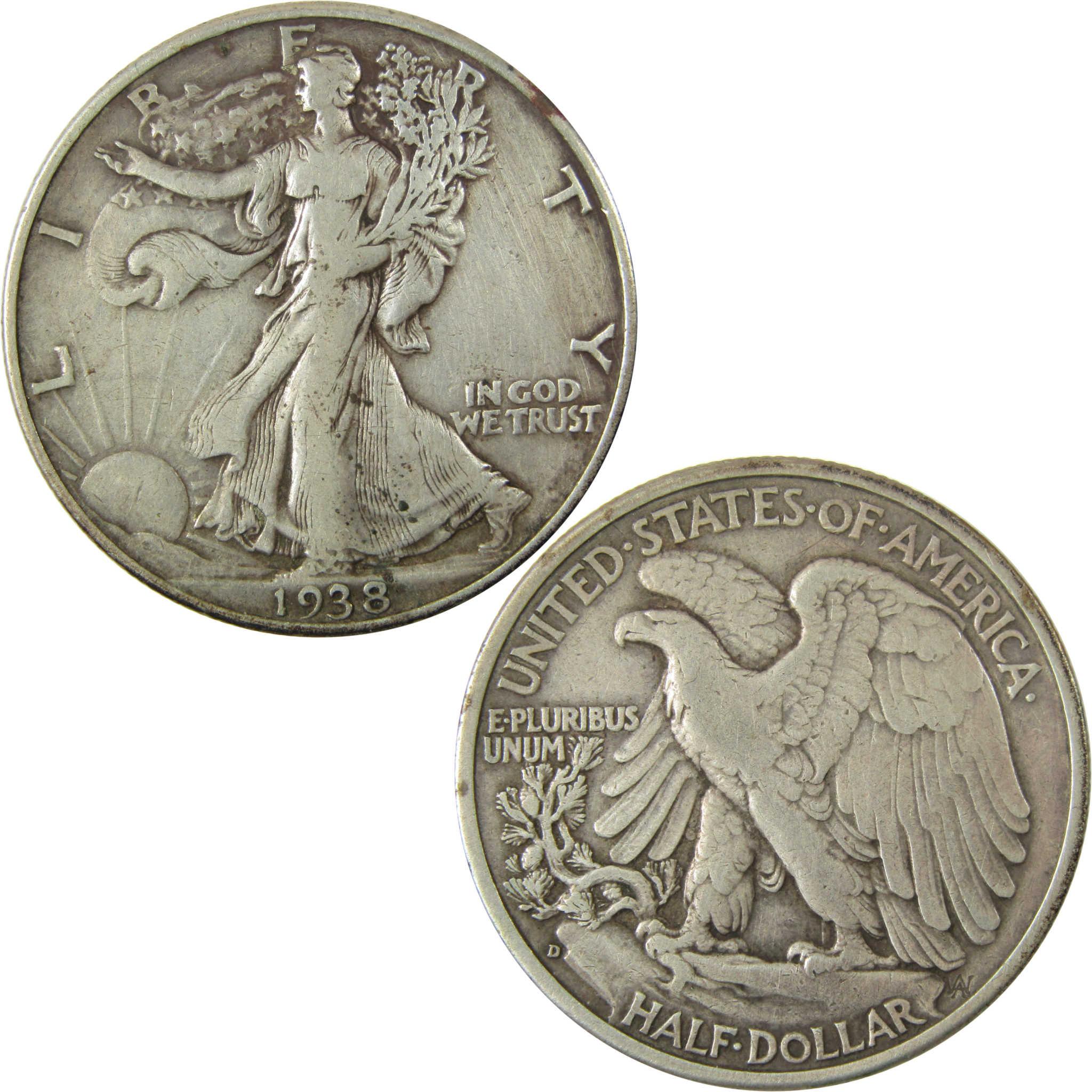 1938 D Liberty Walking Silver 50c VF Very Fine Details SKU:CP1459