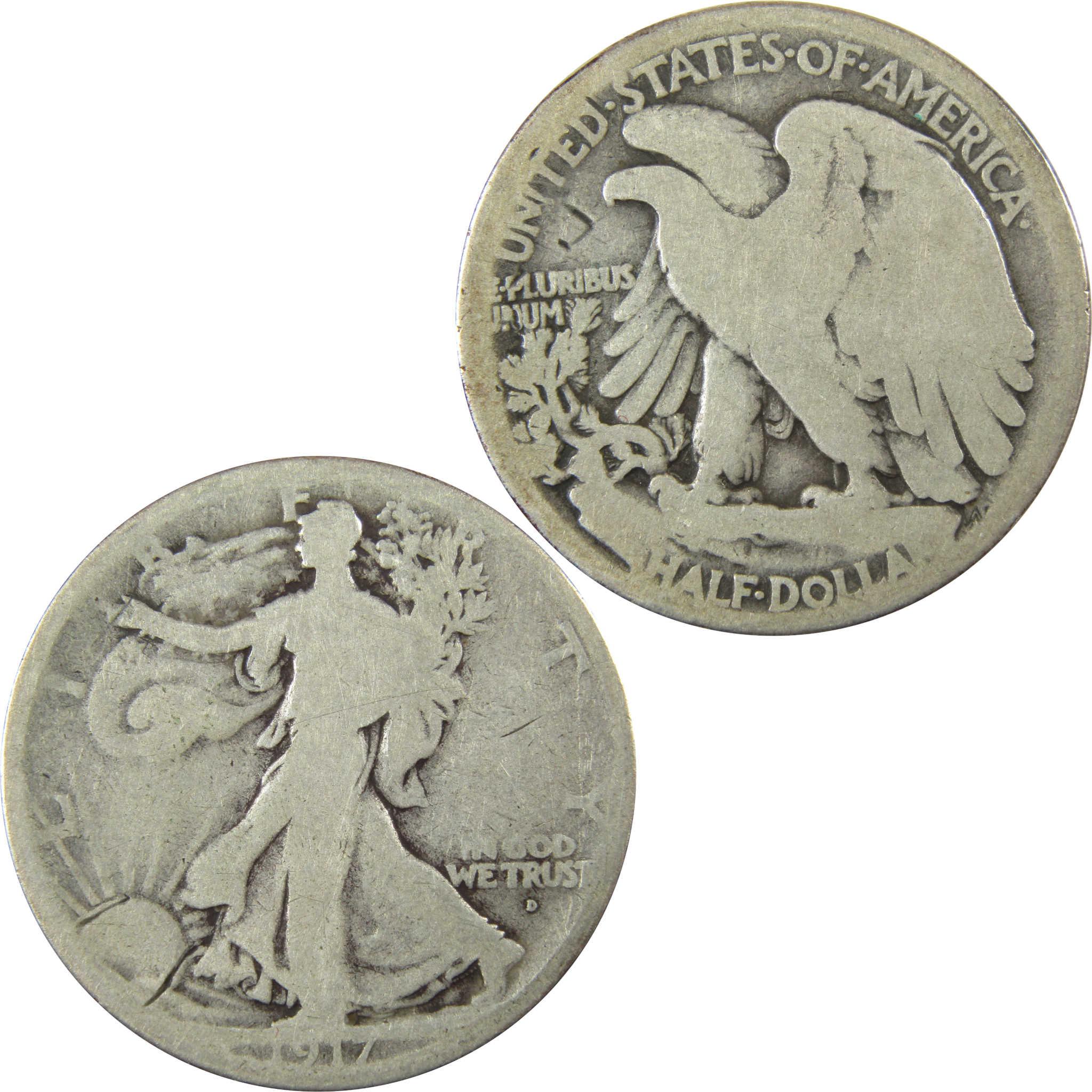 1917 D Obverse Liberty Walking Silver Half Dollar G Good SKU:CP1443