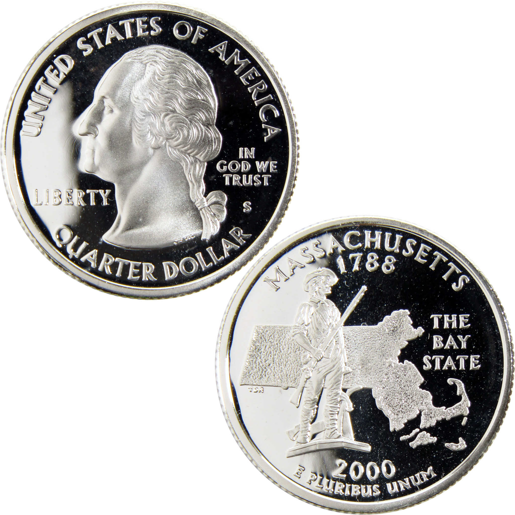 2000 S Massachusetts State Quarter Silver 25c Proof Coin