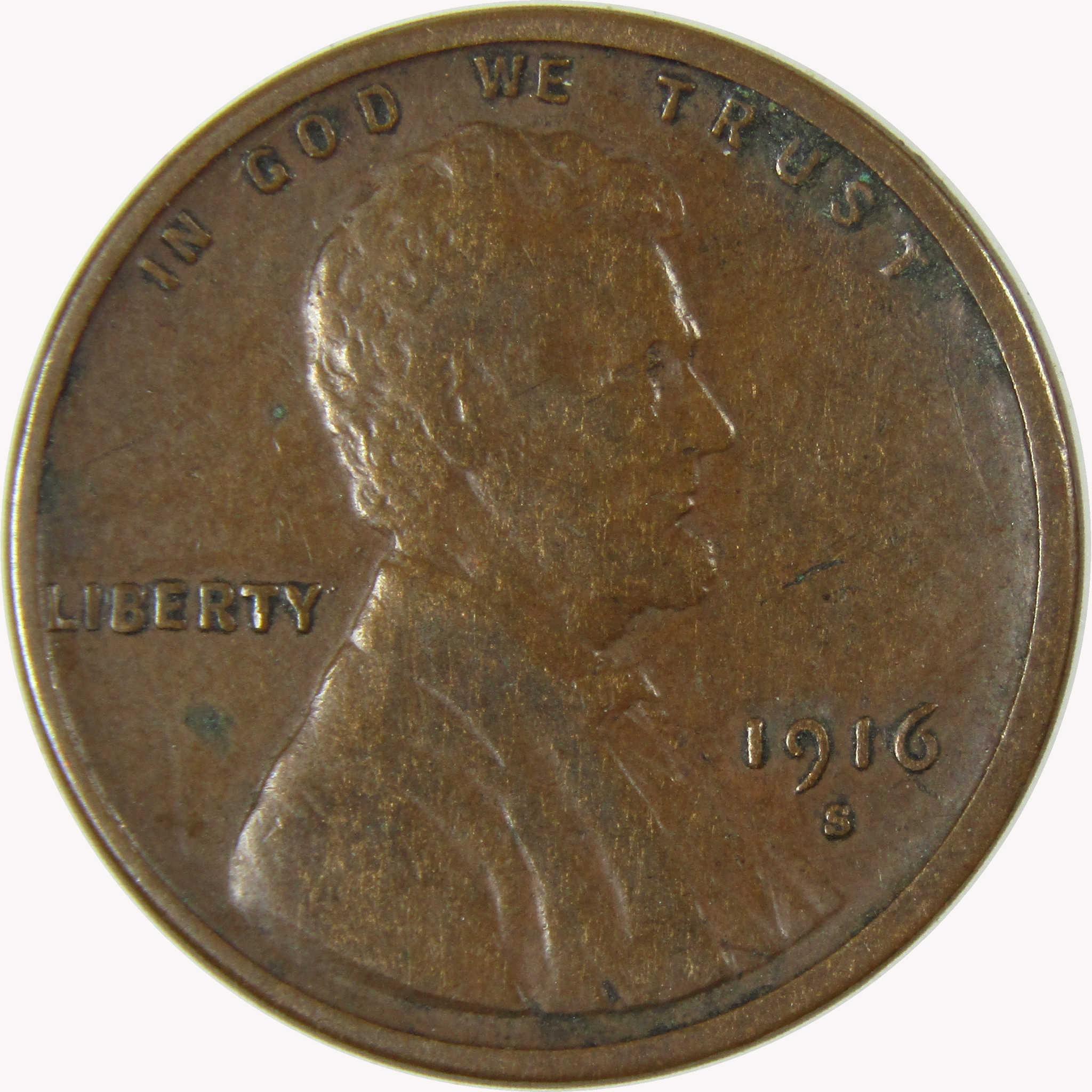 1916 S Lincoln Wheat Cent VF Very Fine Penny 1c Coin SKU:I25848