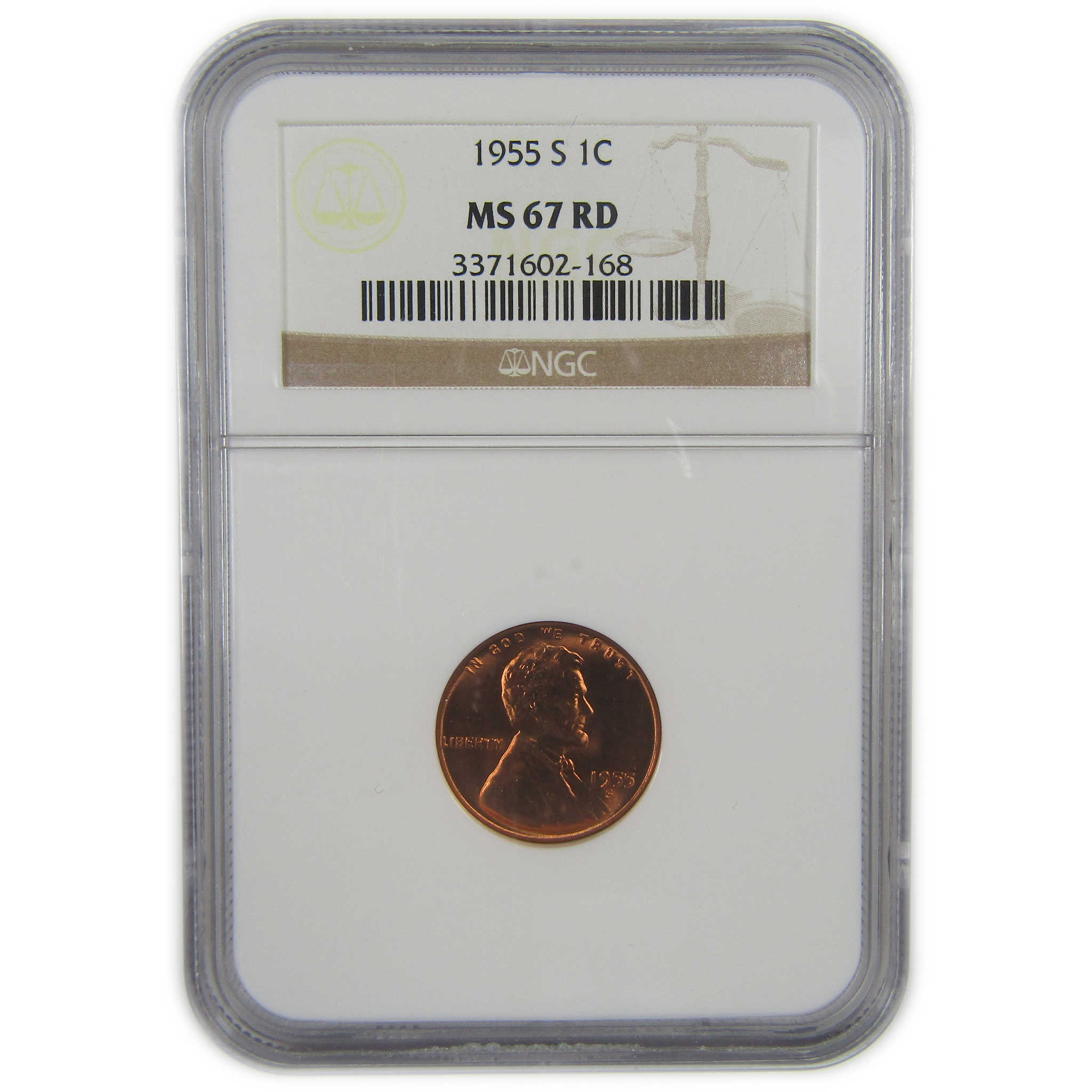 1955 S Lincoln Wheat Cent MS 67 RD NGC Penny Uncirculated SKU:CPC0635