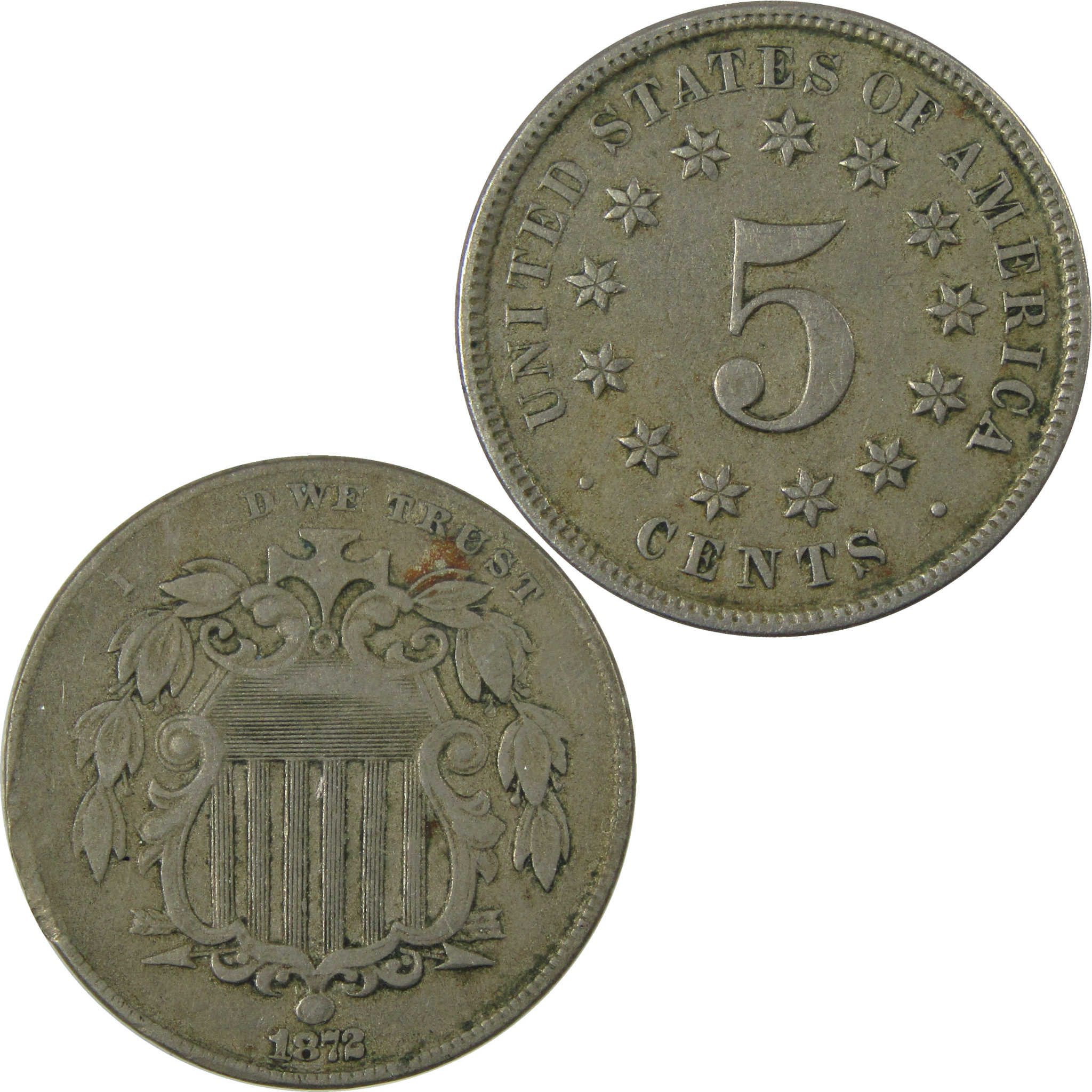 1872 Shield Nickel VF Very Fine 5c Coin Collectible SKU:I28246