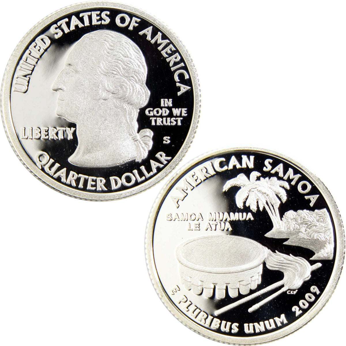 2009 S American Samoa DC & US Territories Quarter Silver Proof 25c