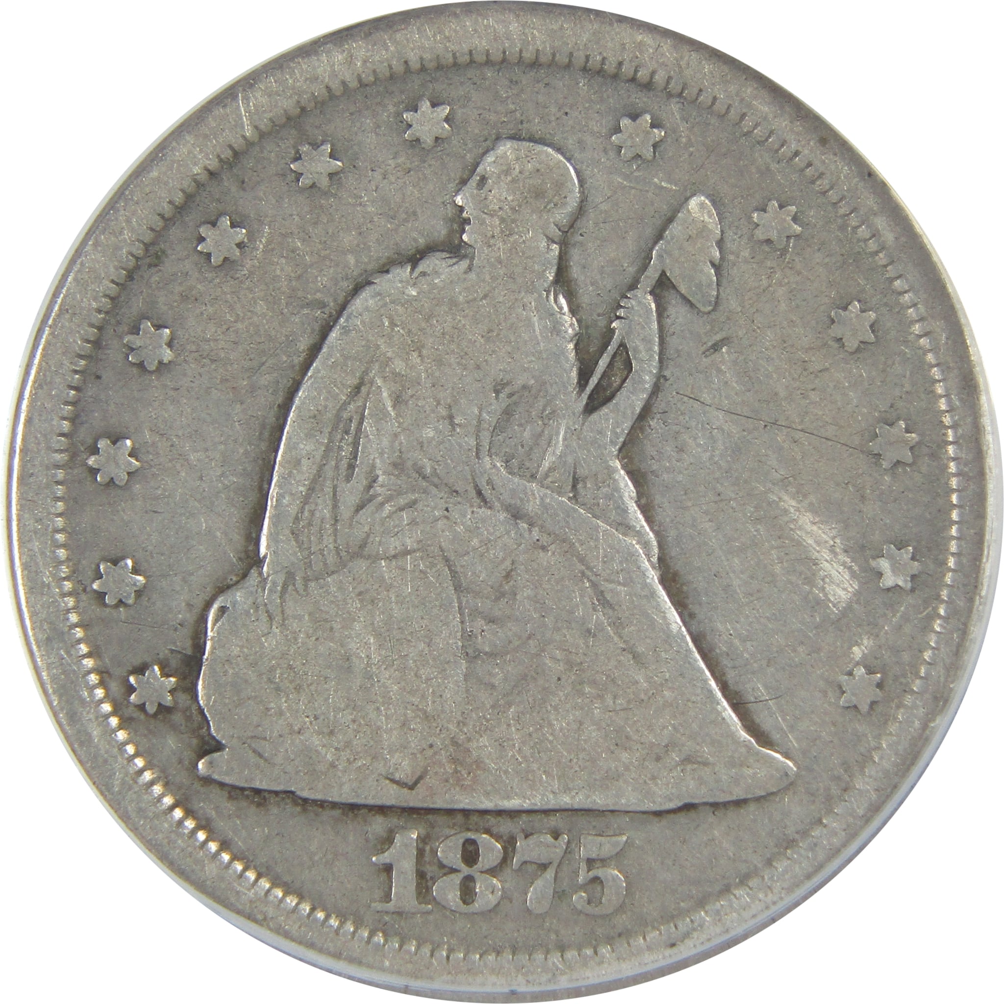 1875 S Seated Liberty Twenty Cent F 12 Details ANACS Silver SKU:I16145