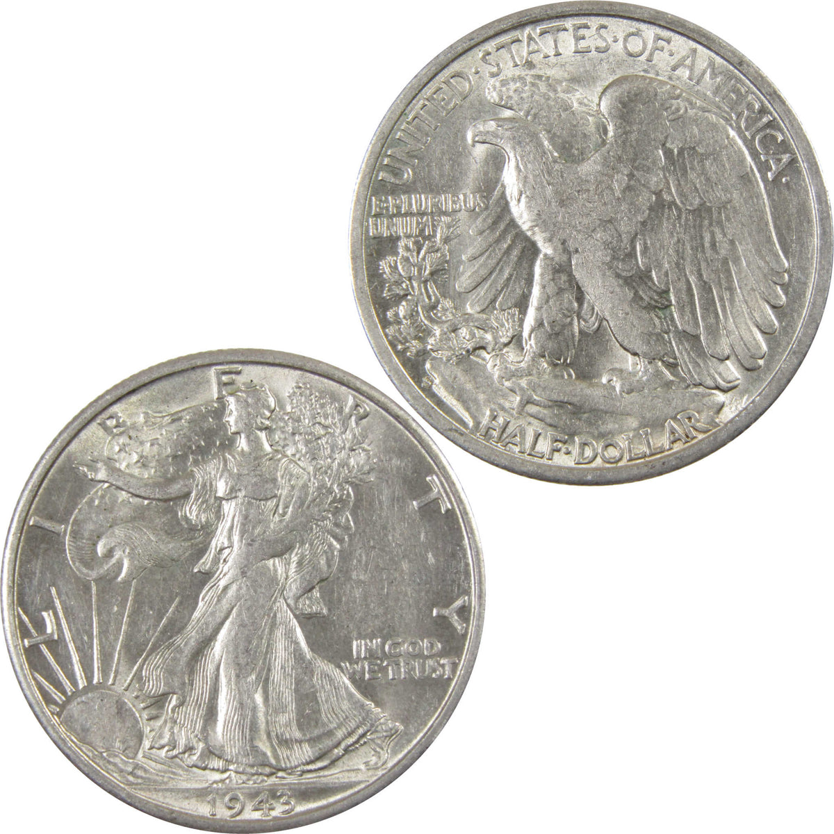 1943 S Liberty Walking Silver 50c Borderline Uncirculated SKU:I28670