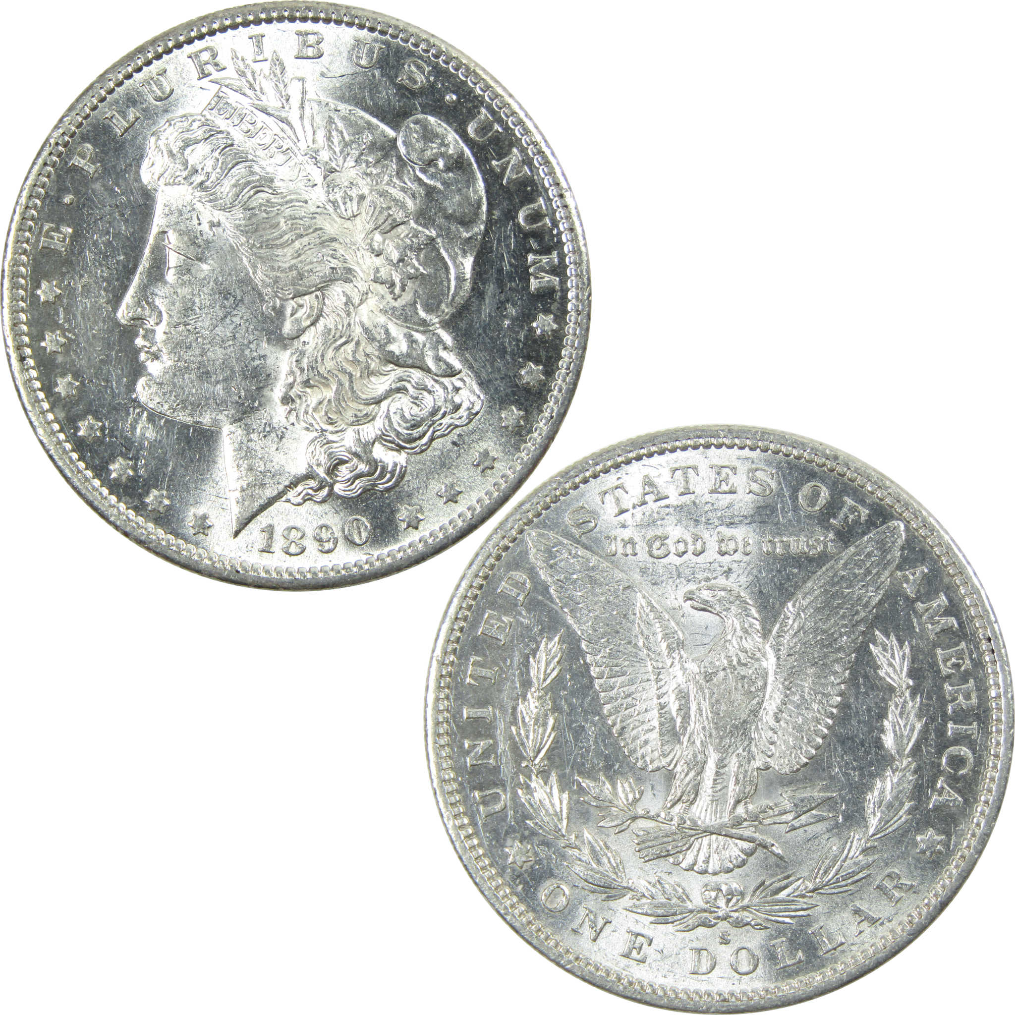 1890 S Morgan Dollar AU About Uncirculated Silver $1 Coin SKU:I13747 - Morgan coin - Morgan silver dollar - Morgan silver dollar for sale - Profile Coins &amp; Collectibles