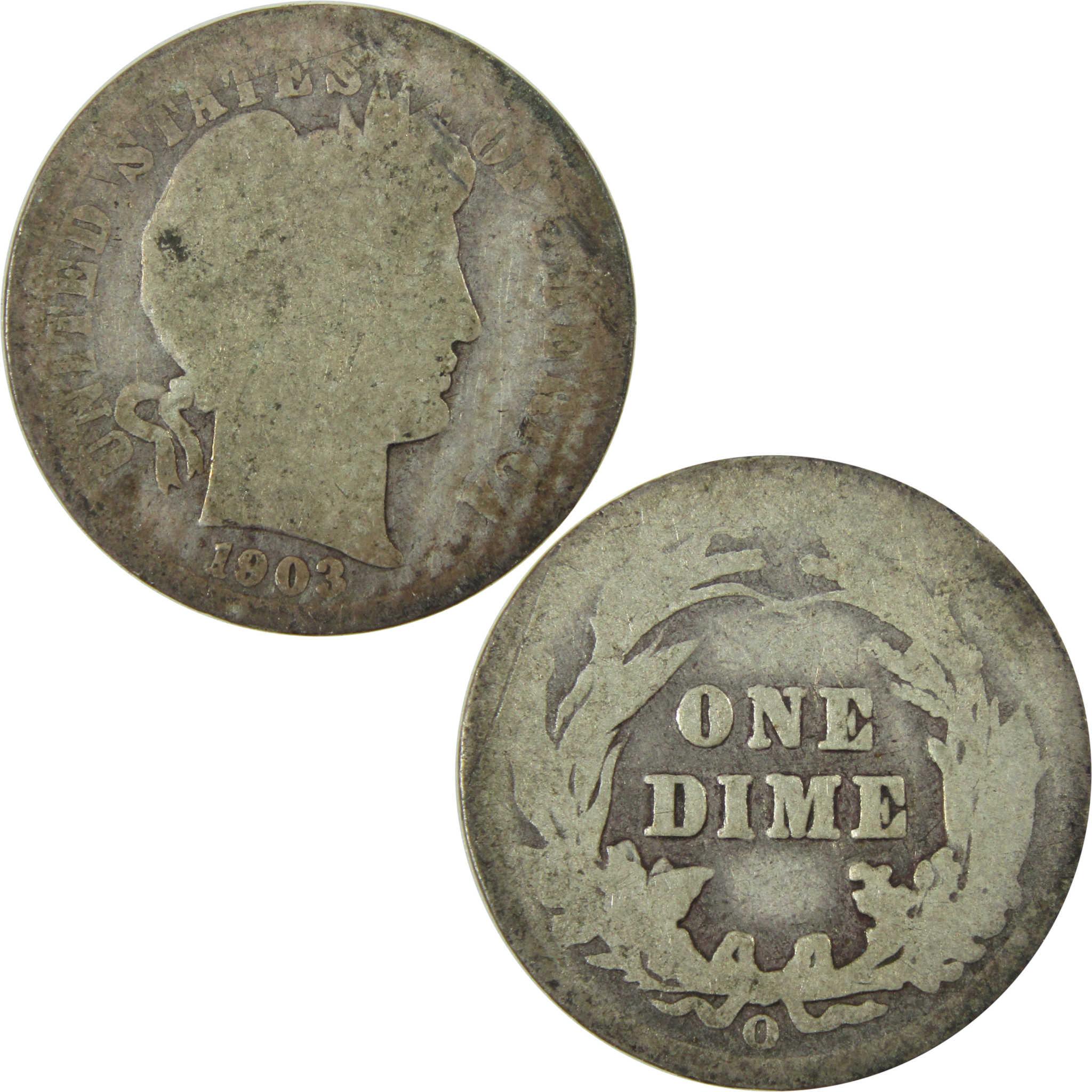 1903 O Barber Silver Dime AG About Good 10c Coin Collectible SKU:CP727