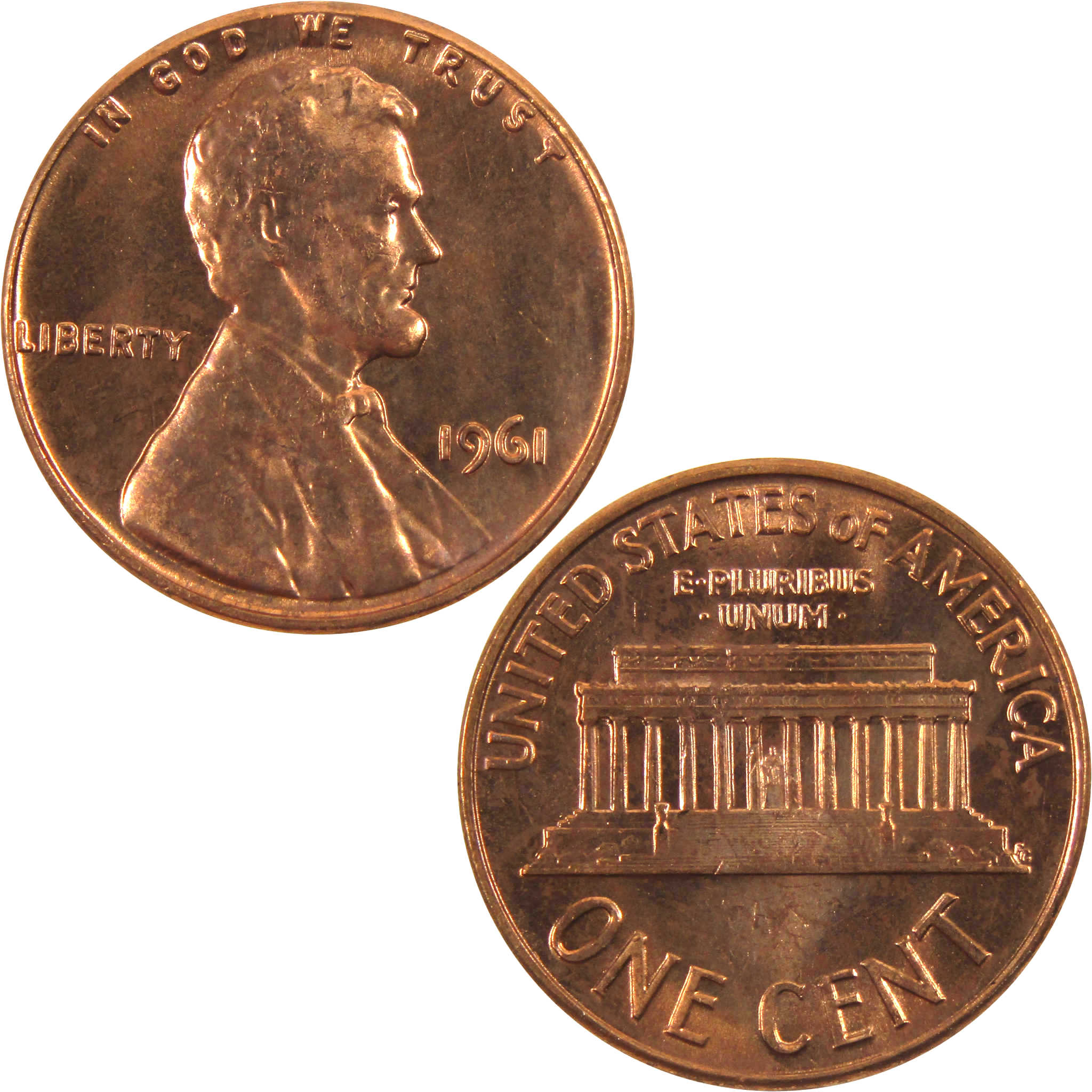 1961 Lincoln Memorial Cent BU Uncirculated Penny 1c Coin