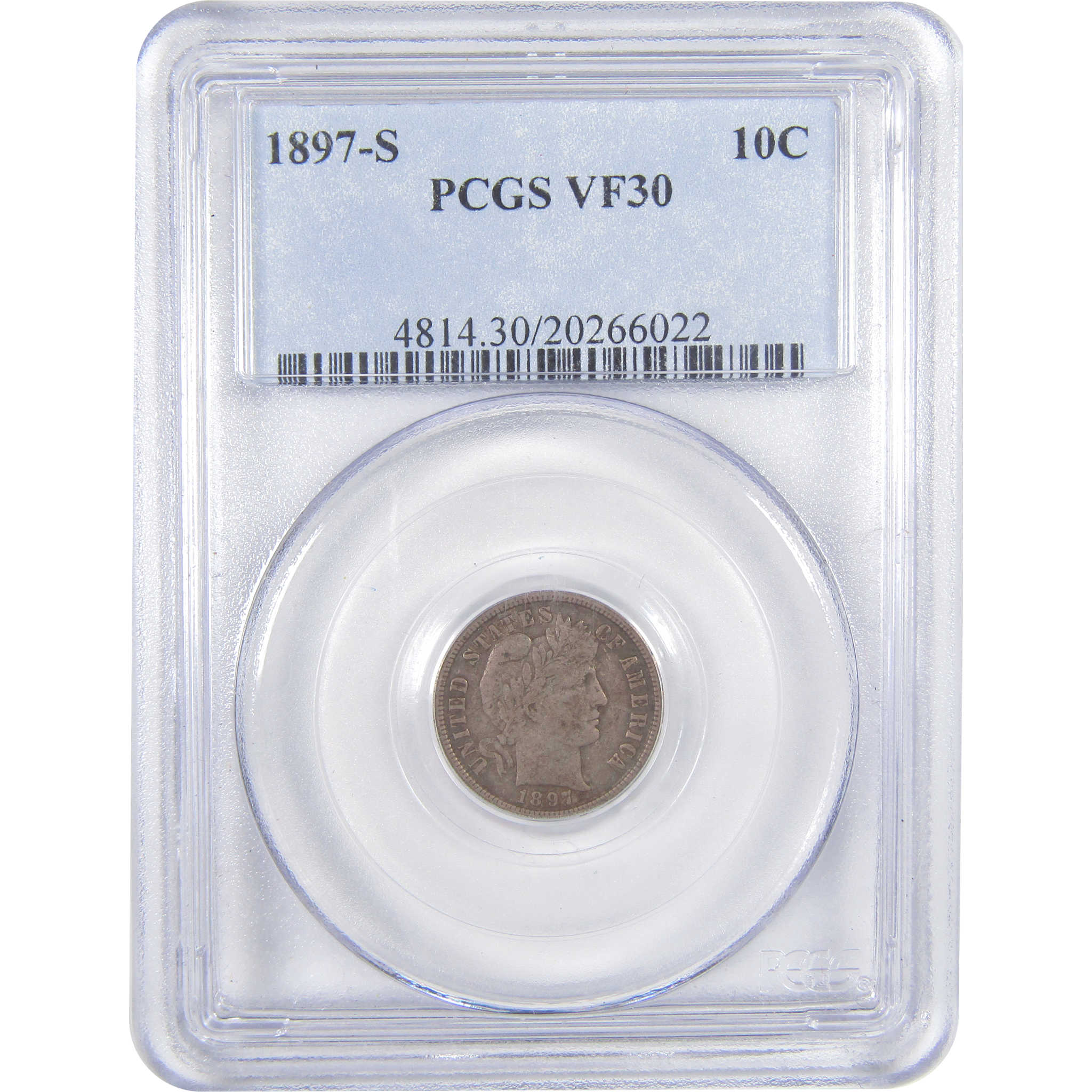 1897 S Barber Dime VF 30 PCGS Silver 10c Coin SKU:I17334