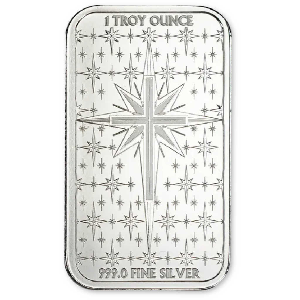 2025 Nativity Scene Colorized 1 oz Silver Bar Stained Glass Design