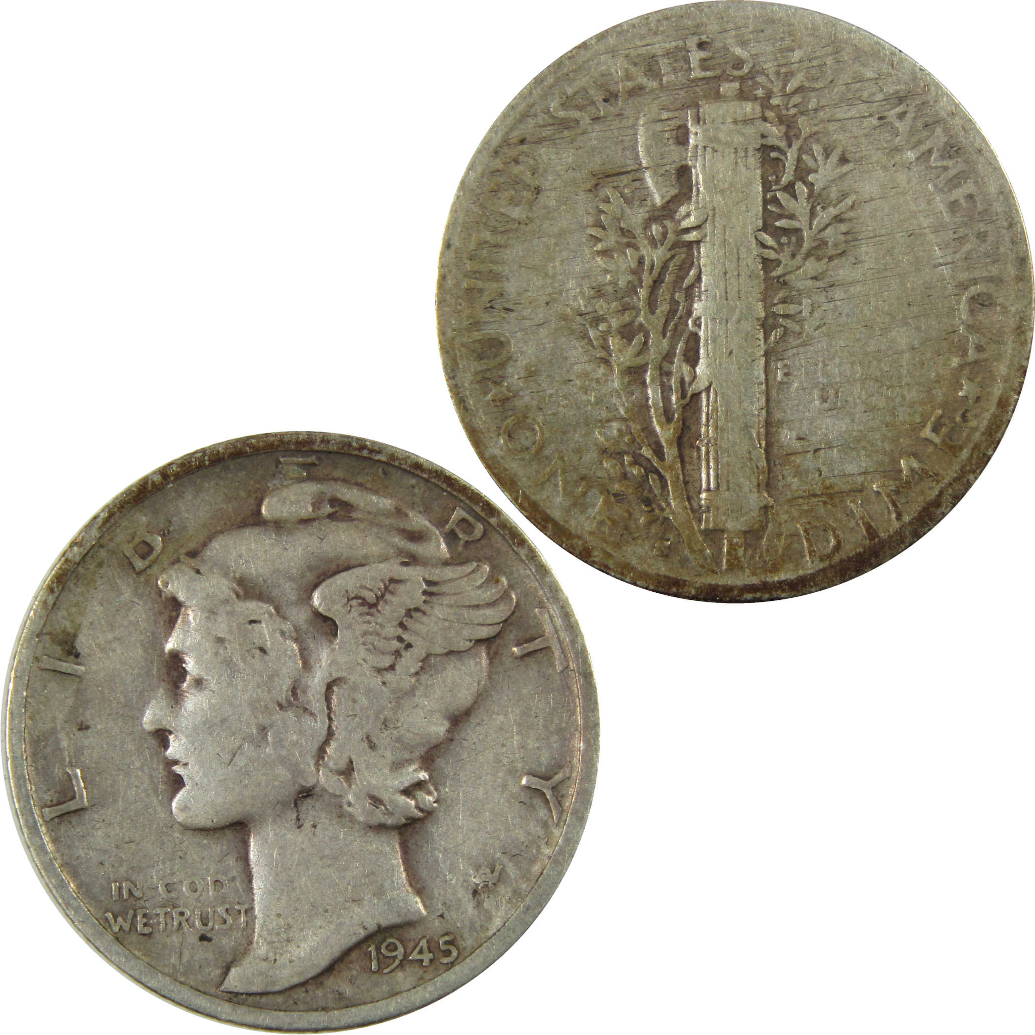 1945 S Micro S Mercury Silver Dime VF Very Fine Details SKU:I28209