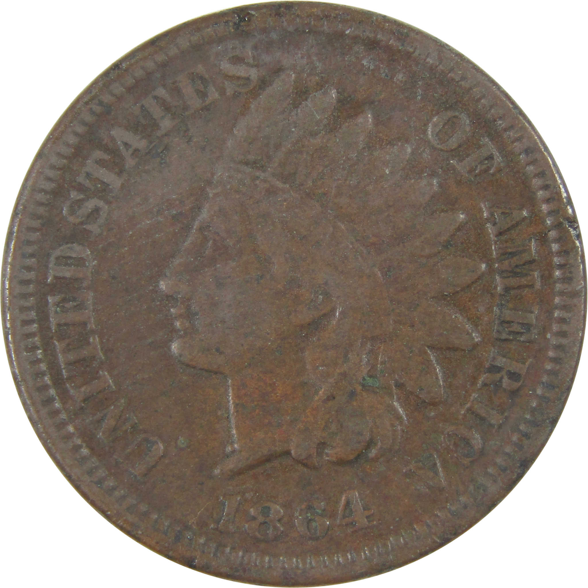 1864 L Indian Head Cent F Fine Copper-Nickel Penny 1c Coin SKU:I7150