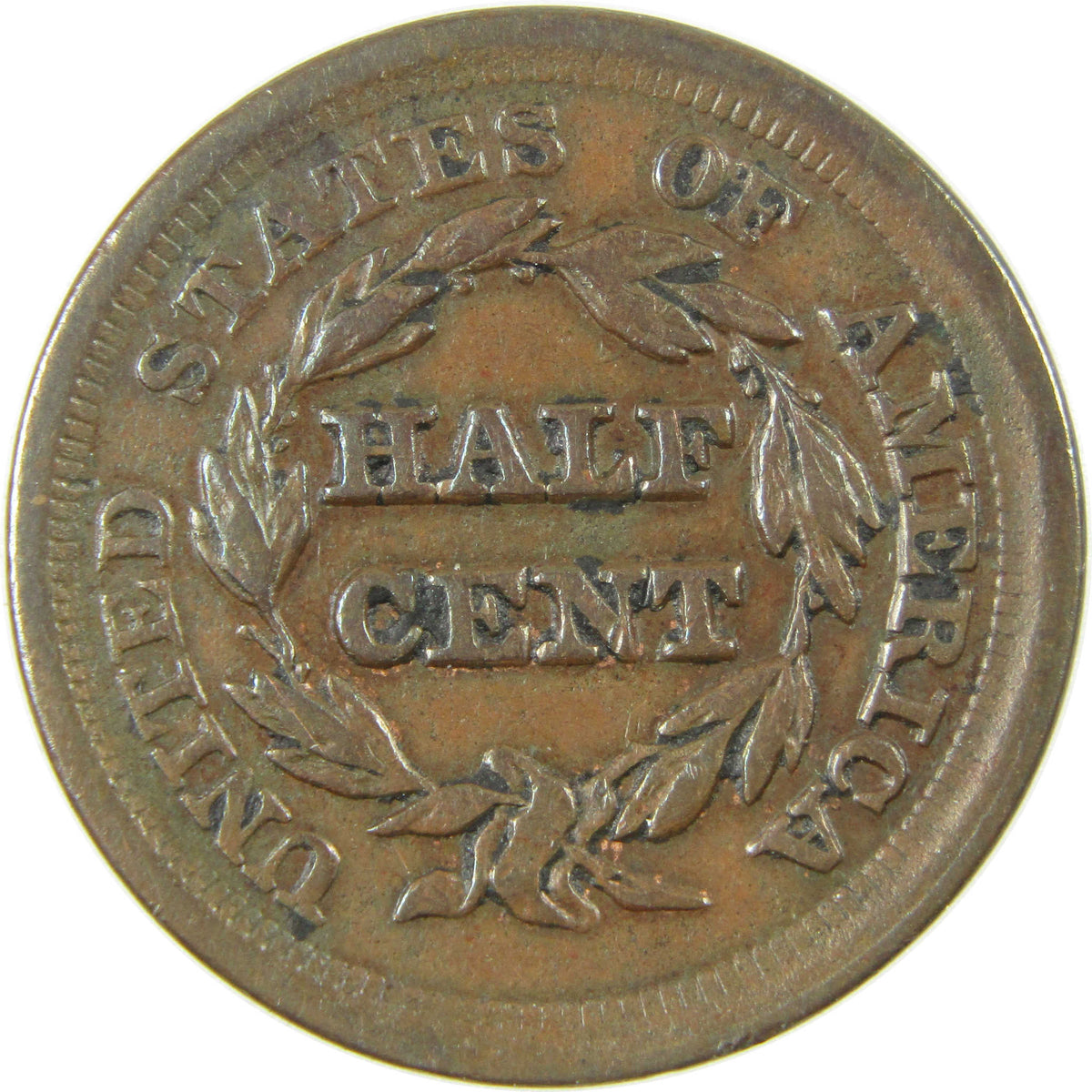 1853 Braided Hair Copper Half Cent VF Very Fine 1/2c Coin Collectible