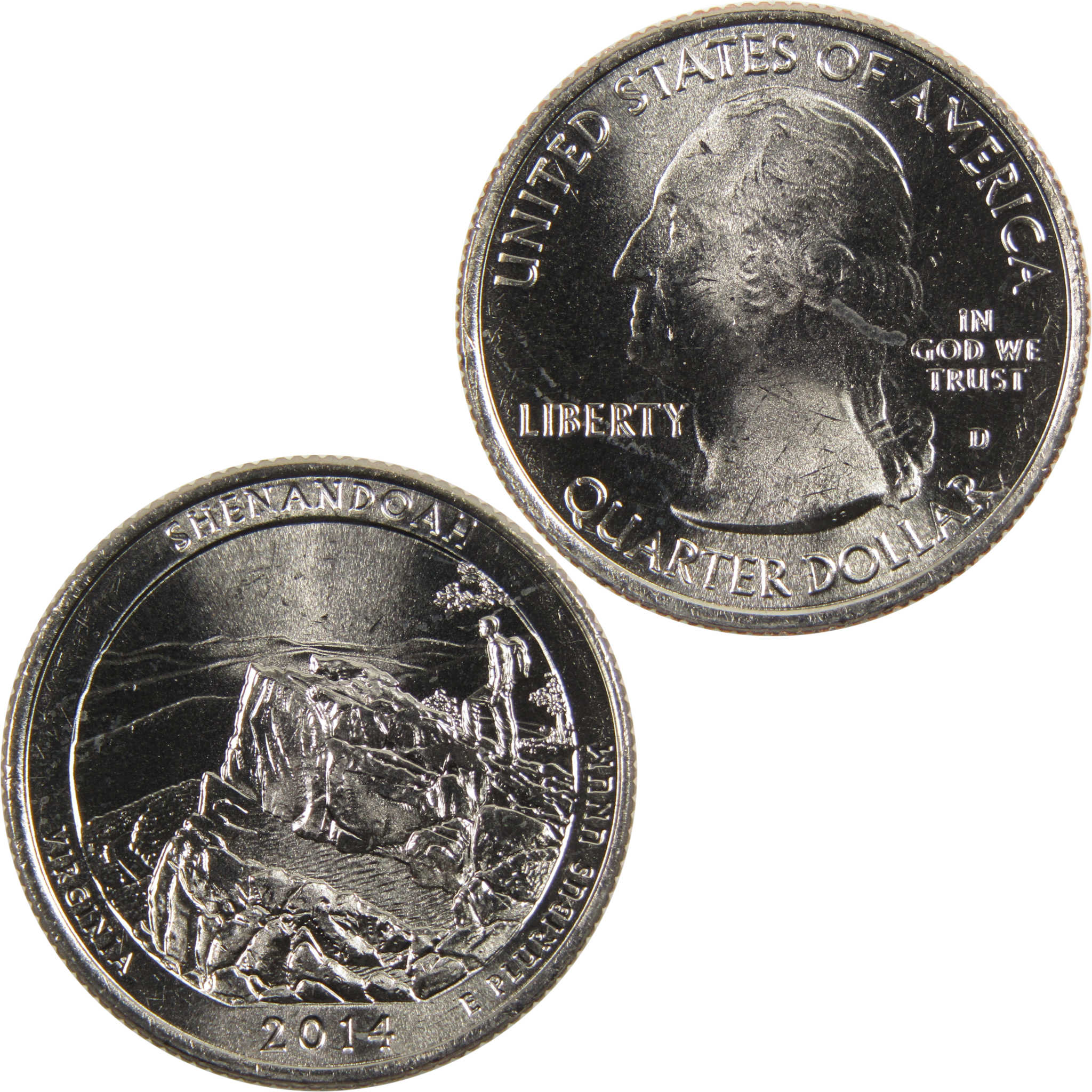 2014 D Shenandoah National Park Quarter BU Uncirculated Clad 25c Coin