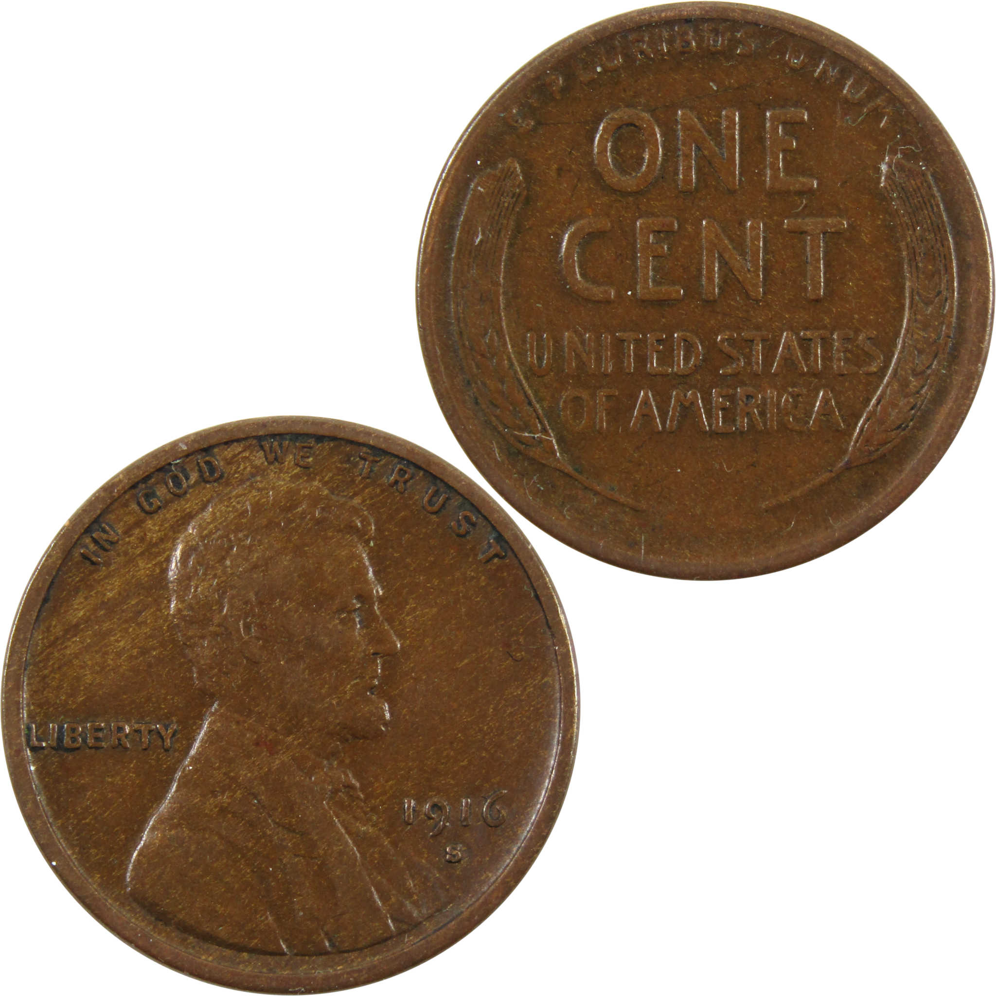 1916 S Lincoln Wheat Cent AU About Uncirculated Penny 1c SKU:I10644