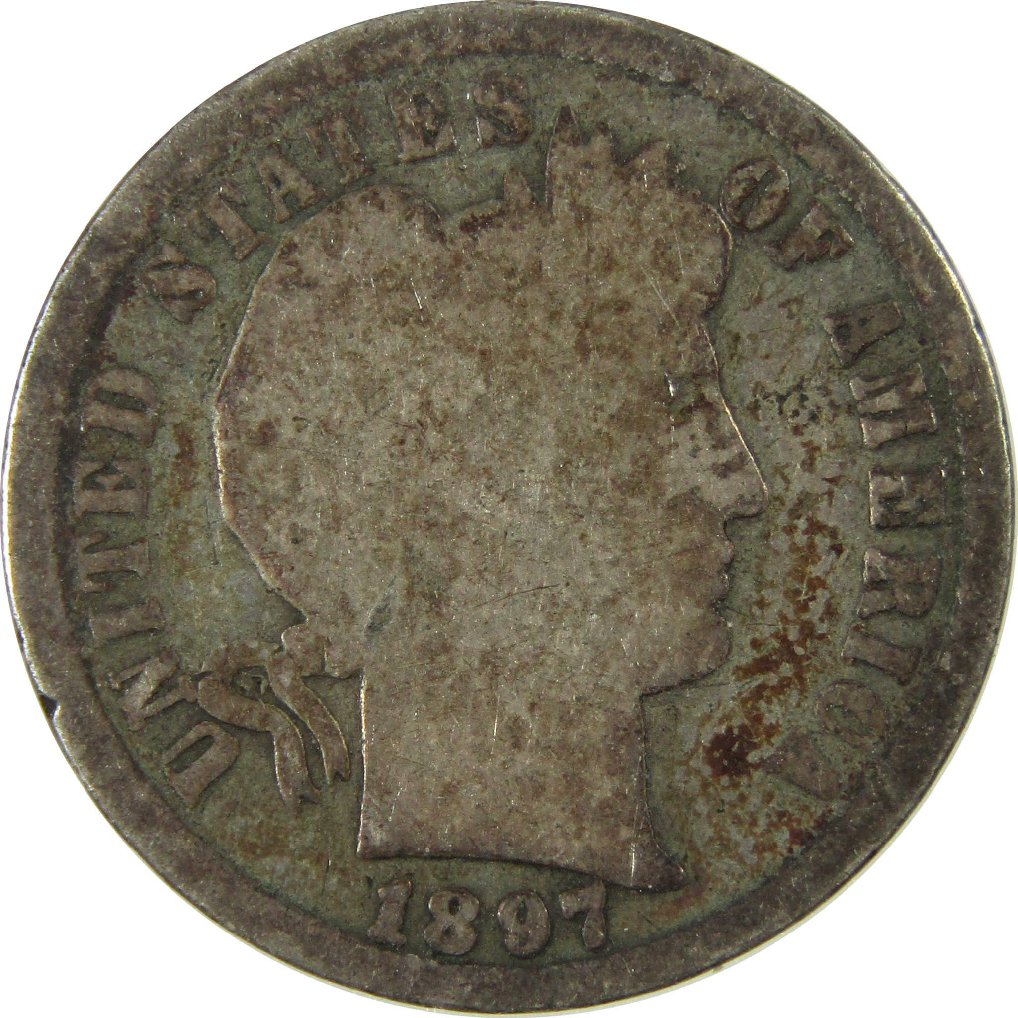 1897 S Barber Silver Dime AG About Good 10c Coin Collectible SKU:CP688