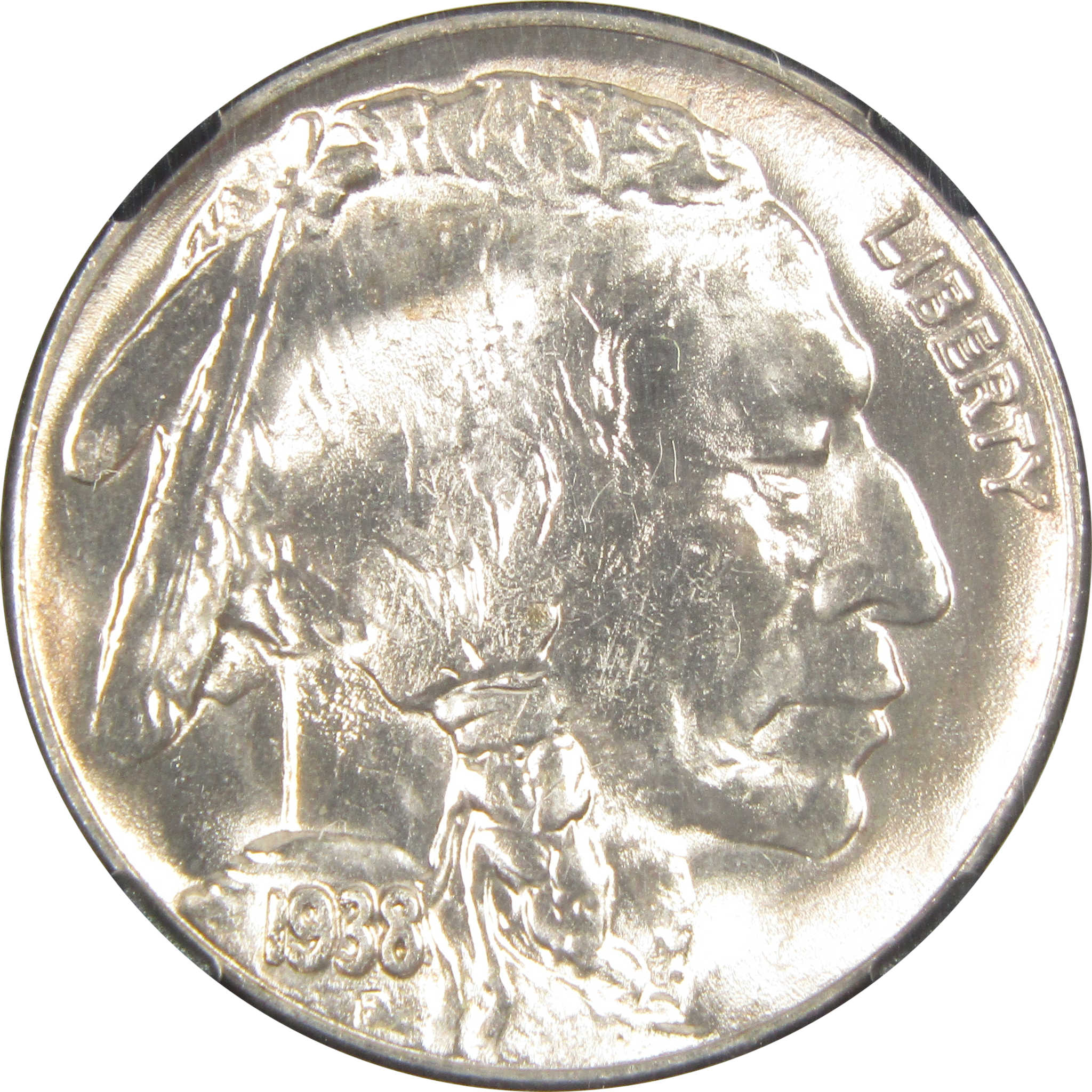 1938 D Buffalo Nickel MS 66 NGC 5c Original Bag Fragment SKU:I14591