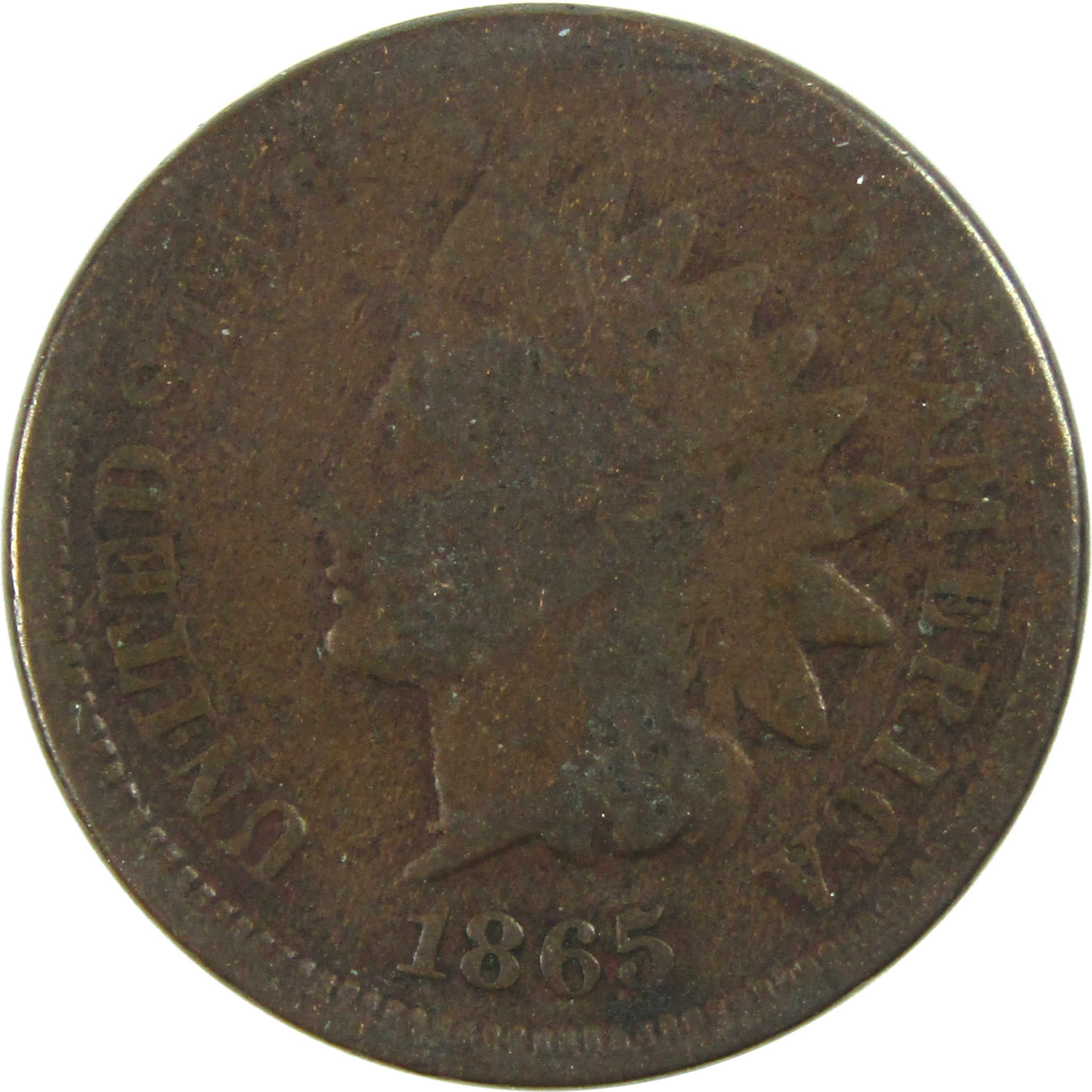 1865 Indian Head Cent AG About Good Penny 1c Coin SKU:I13326