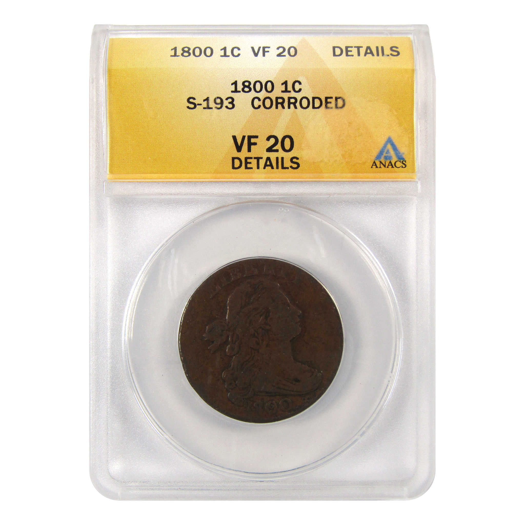 1800 80/79 Draped Bust Large Cent VF 20 Details ANACS Penny SKU:I9432