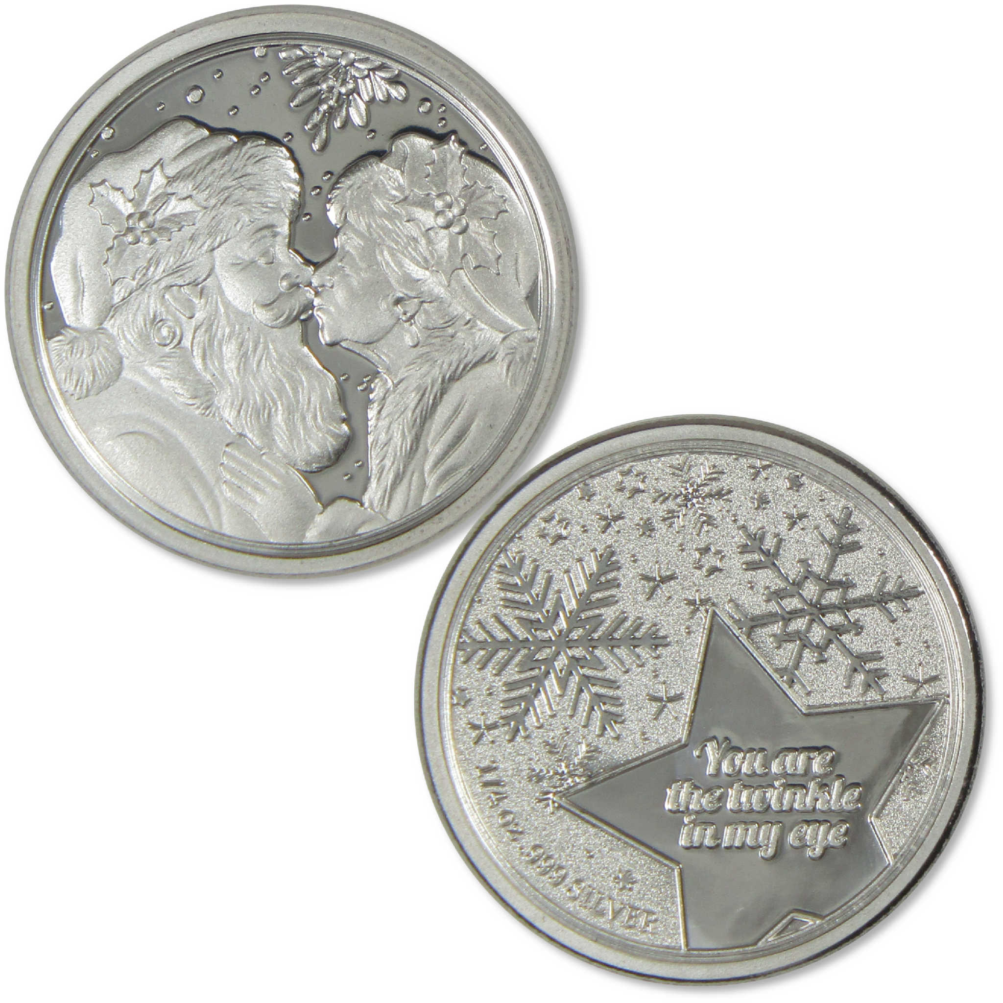 Santa & Mrs Claus 1/4 oz .999 Silver Round Merry Christmas Collectible