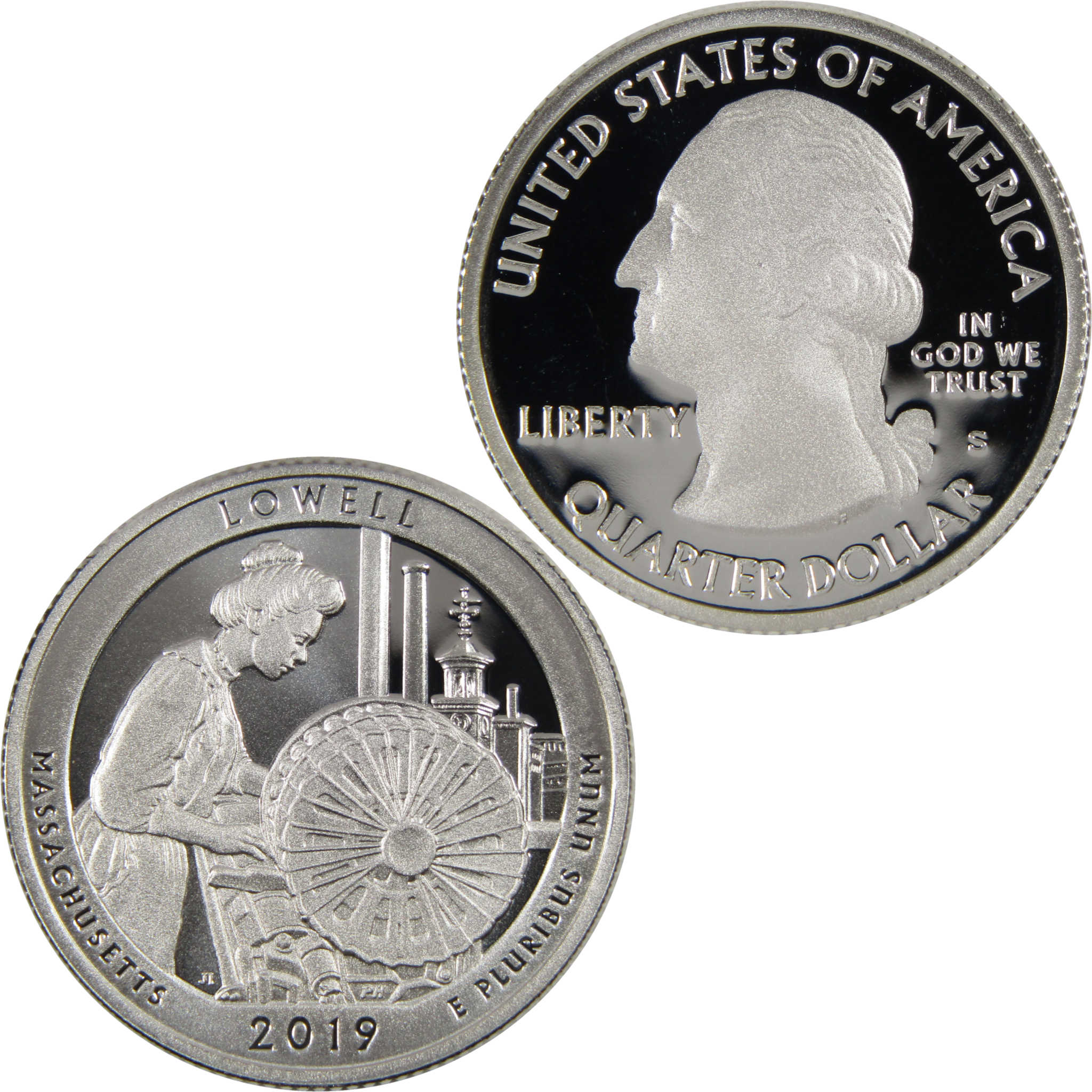 2019 S Lowell NHP National Park Quarter .999 Silver 25c Proof Coin