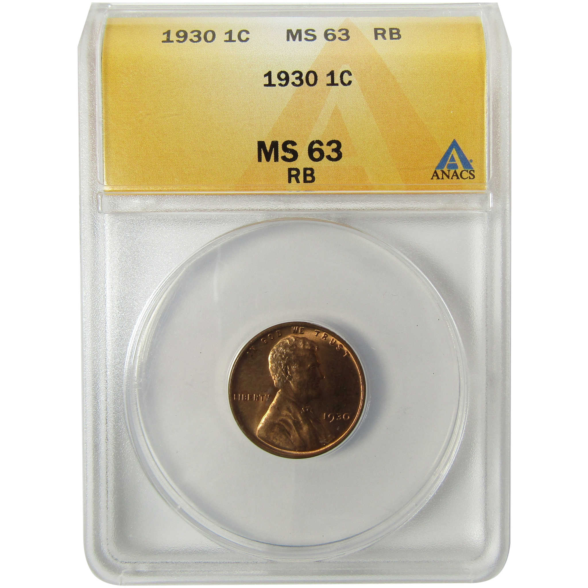 1930 Lincoln Wheat Cent MS 63 RB ANACS Uncirculated Penny SKU:I28452