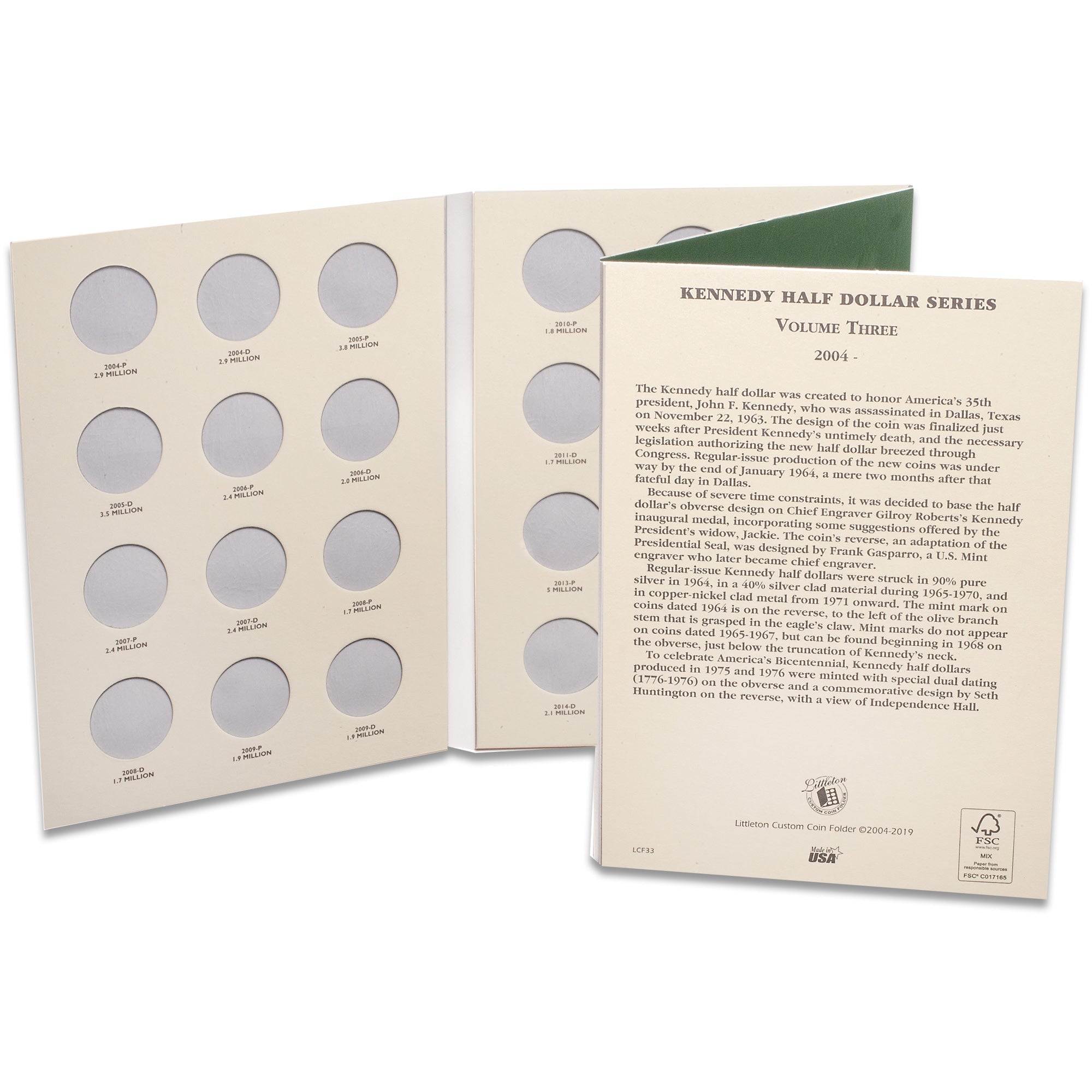 2004-2021 Kennedy Half Dollar Folder Volume 3 Littleton Coin Company