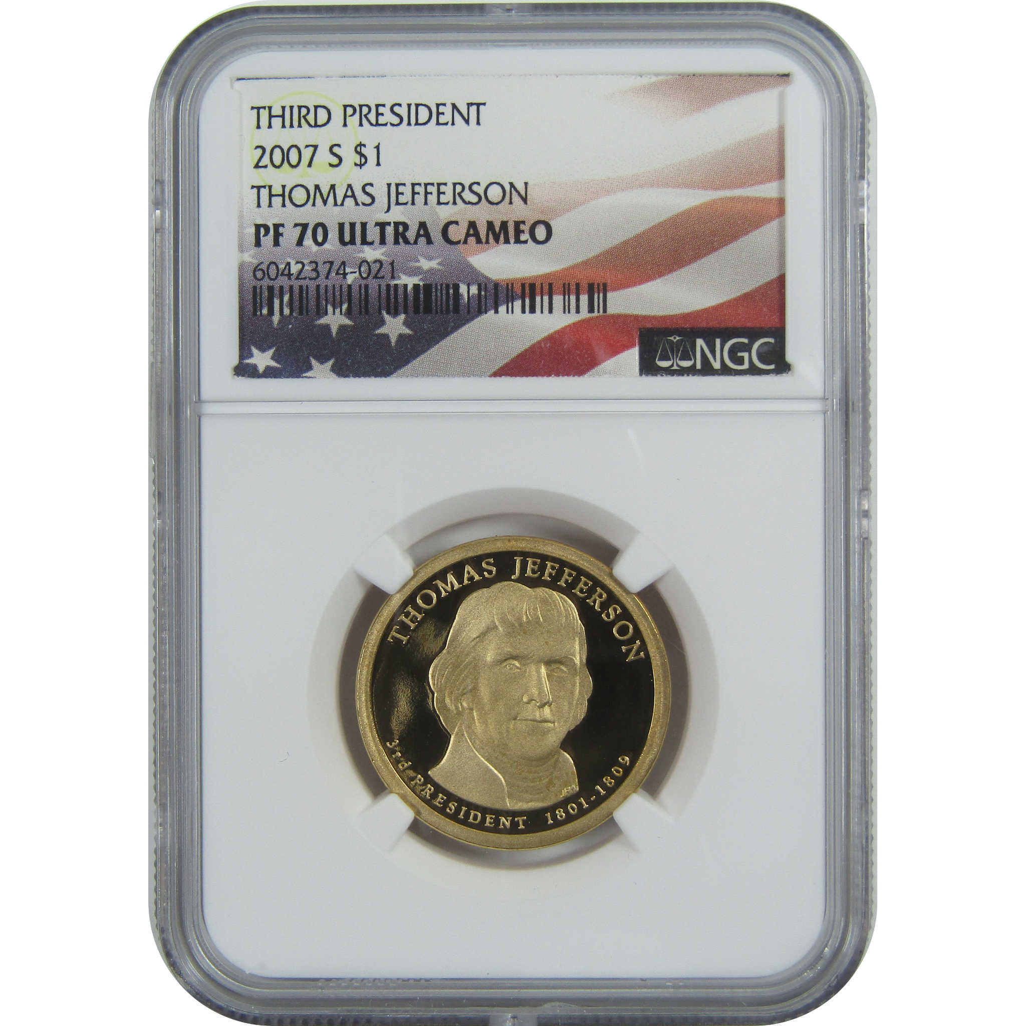 2007 S Thomas Jefferson Presidential Dollar PF 70 UCAM NGC SKU:CPC9244