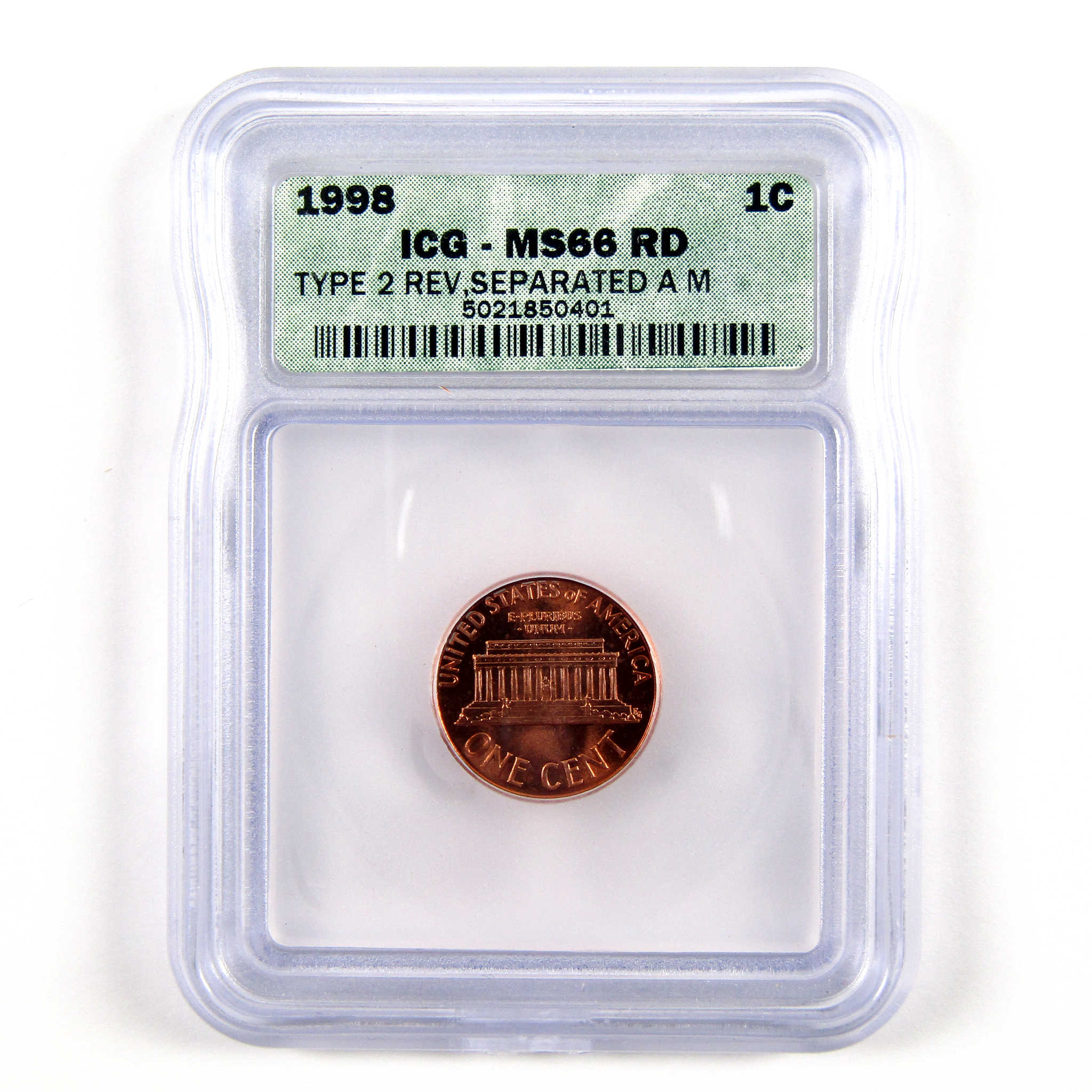 1998 Type 2 Reverse Wide AM Lincoln Cent MS 66 RD ICG SKU:CPC5632