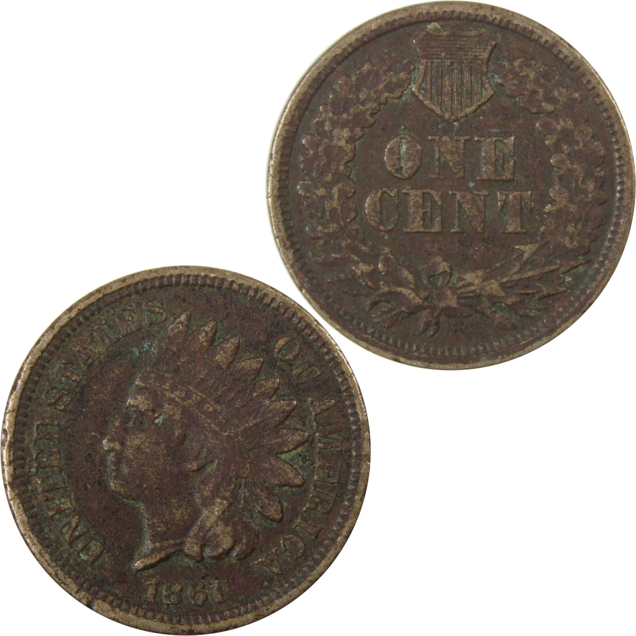 1861 Indian Head Cent F Fine Details Penny 1c Coin SKU:CP1193