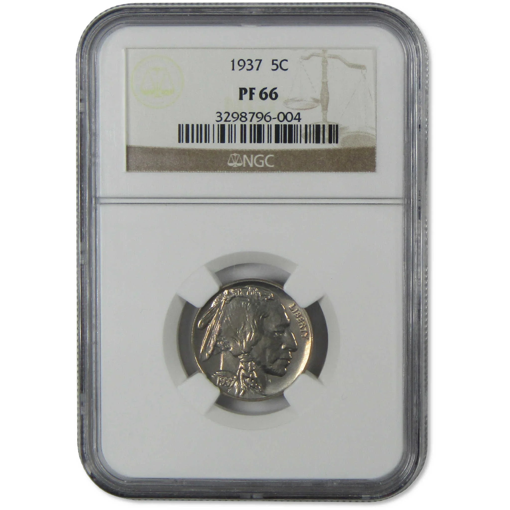 1937 Indian Head Buffalo Nickel PF 66 NGC Proof 5c Coin Collectible