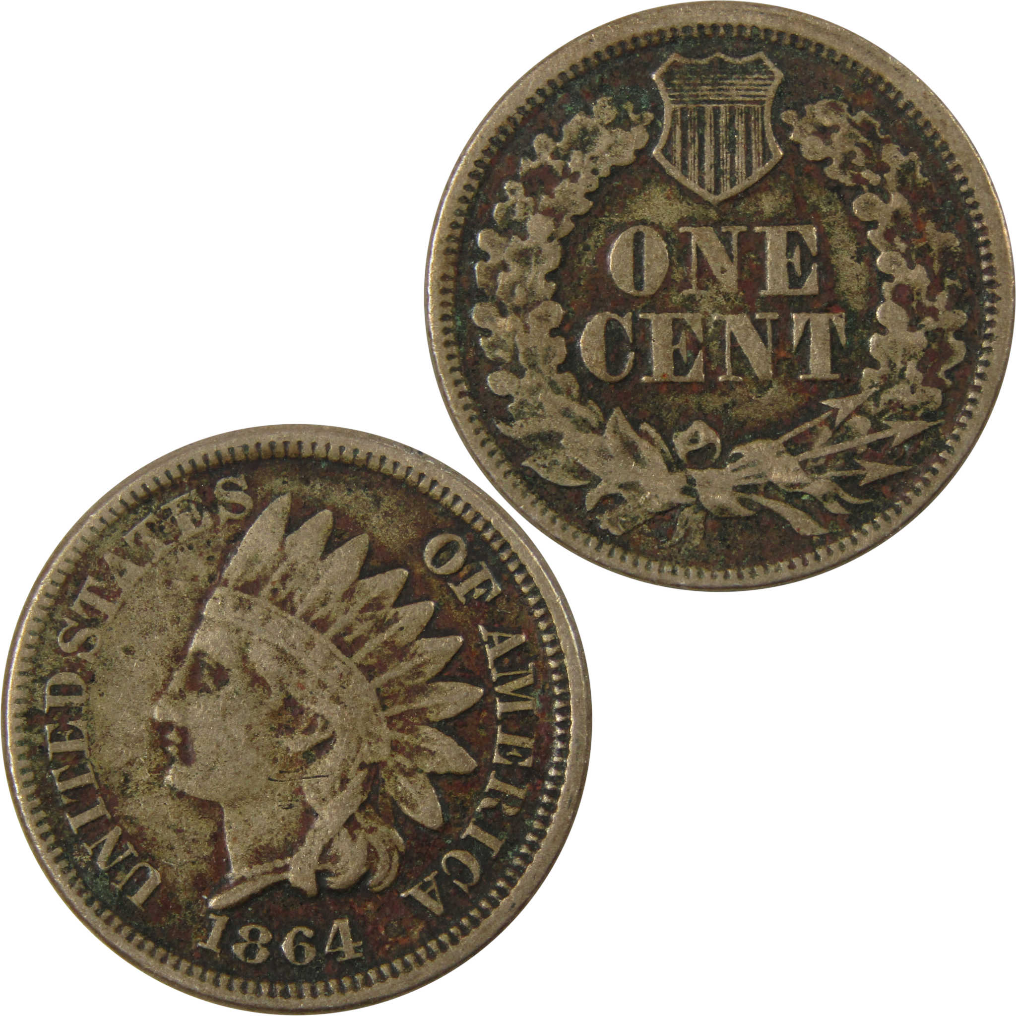 1864 Indian Head Copper-Nickel Cent F Fine Details Penny SKU:CP1164