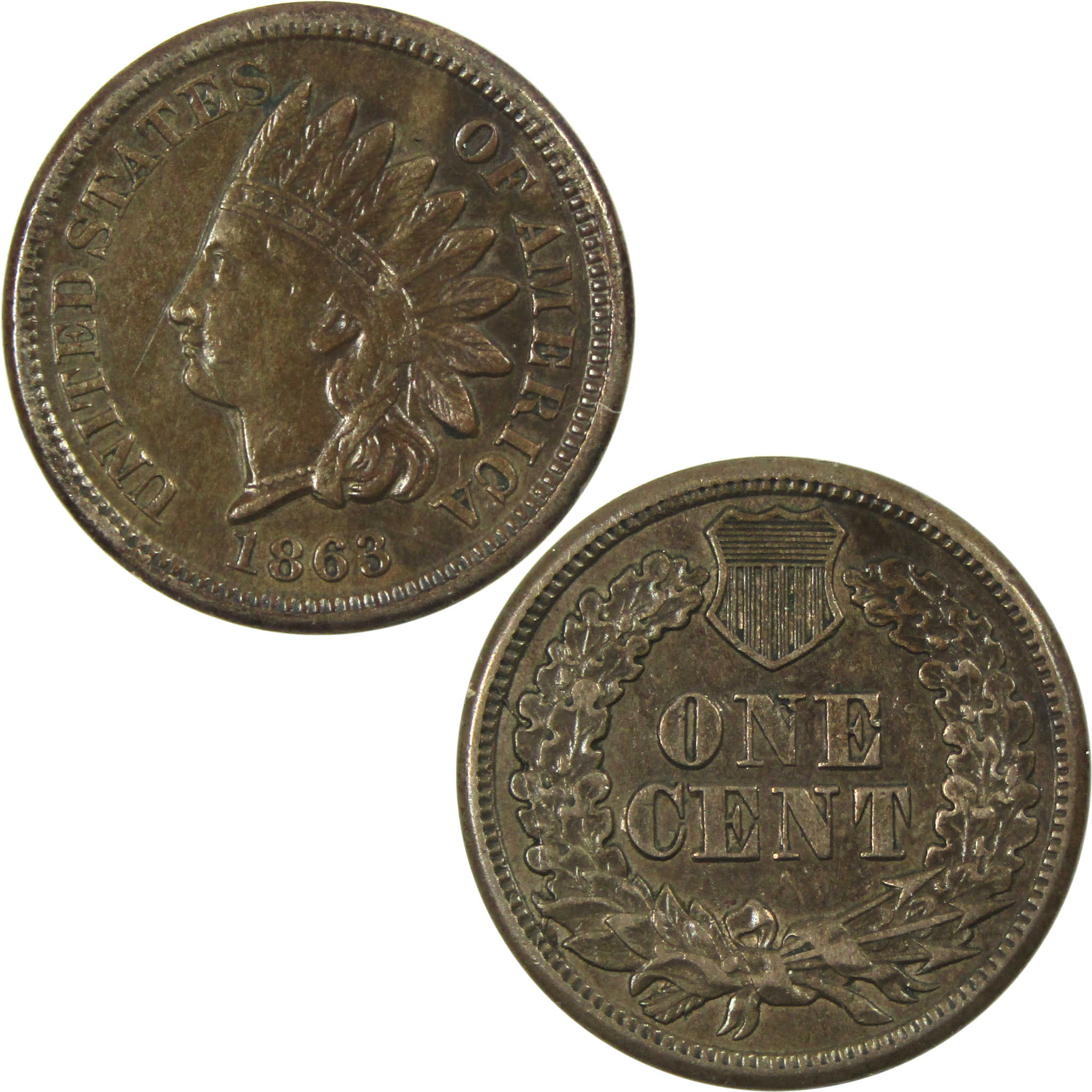 1863 Indian Head Cent XF EF Extremely Fine Copper-Nickel SKU:I13979